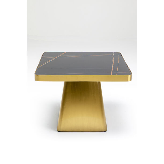 KARE DESIGN Miler Gold sidebord, kvadratisk - mineralsk marmor og gyldent stål (60x60)