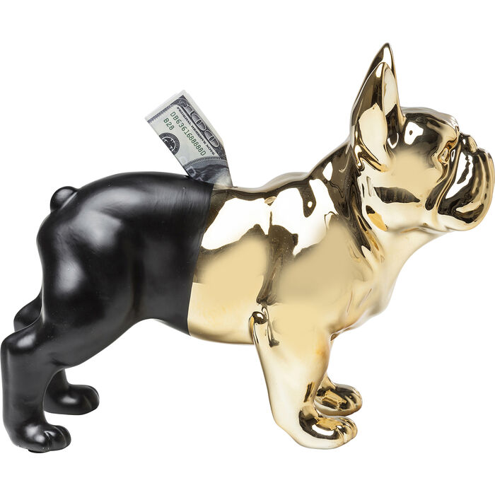 5: KARE DESIGN Bulldog sparebøsse - guld og sort stentøj