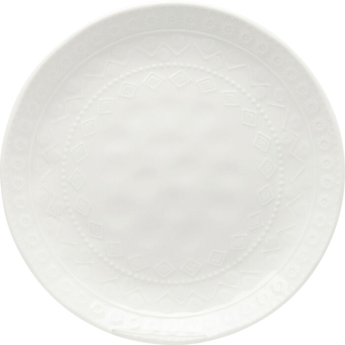 KARE DESIGN Karma middagstallerken, m. reliefmønster, rund - hvid keramik (Ø22)