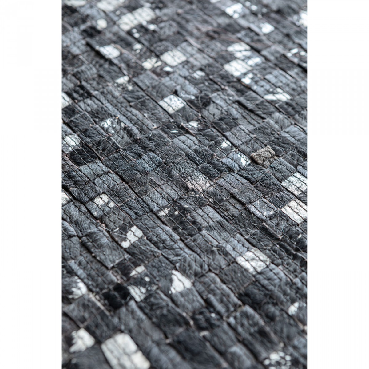 KARE DESIGN rektangulær Glorious Black gulvtæppe - multifarvet bomuld og koskind (170x240)