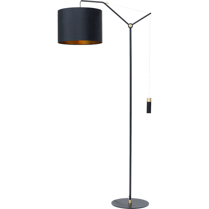 KARE DESIGN Salotto gulvlampe, højdejusterbar - guld/sort polystyren og sort stål (H:158)