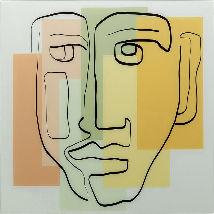 KARE DESIGN Art Face Pastell billede, kvadratisk - multifarvet glas (100x100)
