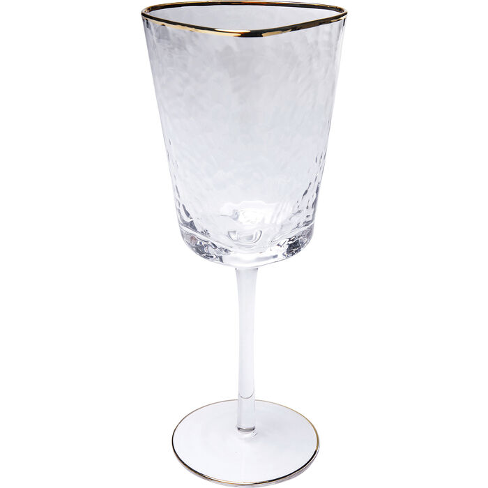 KARE DESIGN Hommage rødvinsglas, m. struktur og guldkant, håndlavet - klar glas (H:23,5)