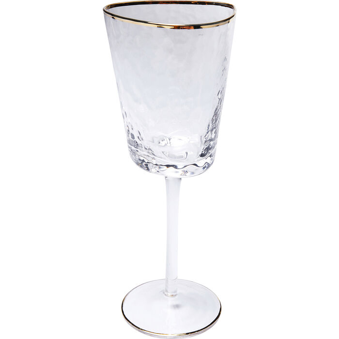 KARE DESIGN Hommage hvidvinsglas, m. struktur og guldkant, håndlavet - klar glas (H:22)
