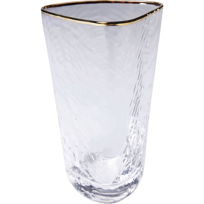 2: KARE DESIGN Hommage vandglas, m. struktur og guldkant, håndlavet - klar glas (H:14,3)