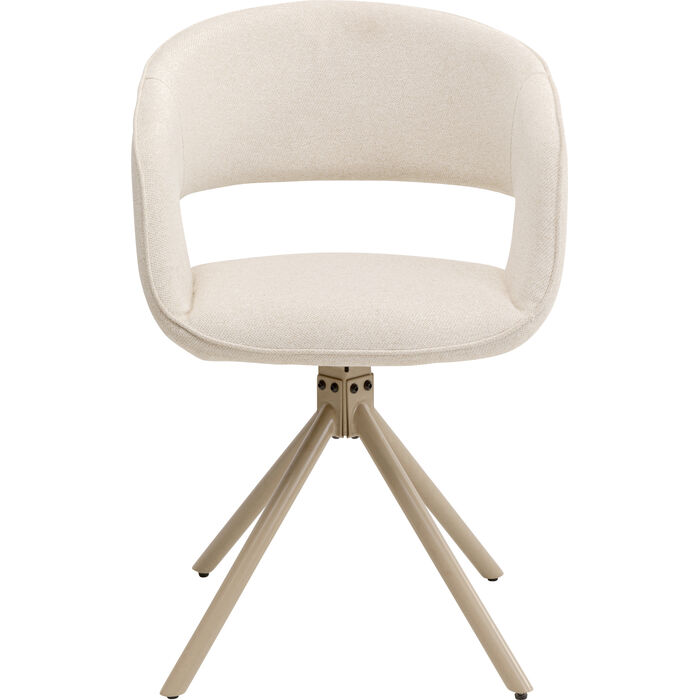 KARE DESIGN Gina spisebordsstol, m. armlæn og drejefunktion - creme stof og greige stål