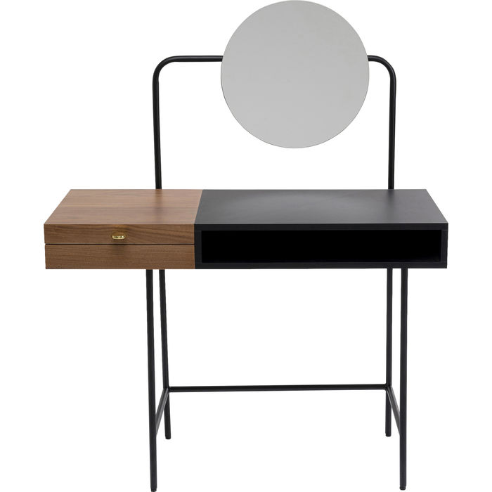 KARE DESIGN Vanity makeup bord, m. 2 rum - spejlglas, valnød krydsfiner og stål