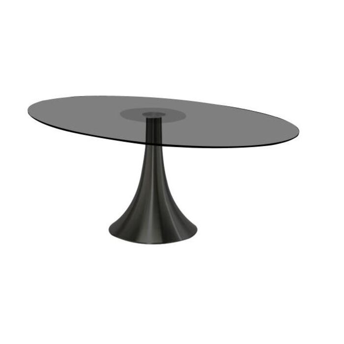 11: KARE DESIGN Grande Possibilita spisebord, oval - røgfarvet glas og sort aluminium (180x200)