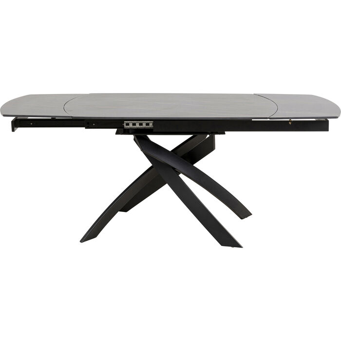 #3 - KARE DESIGN Twist spisebord, m. 2 tillægsplader - sort keramisk stentøj/glas og stål (120(30+30)x90)