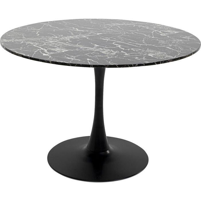 KARE DESIGN Schickeria spisebord, rund - sort marmorlook laminat og sort stål (Ø110)