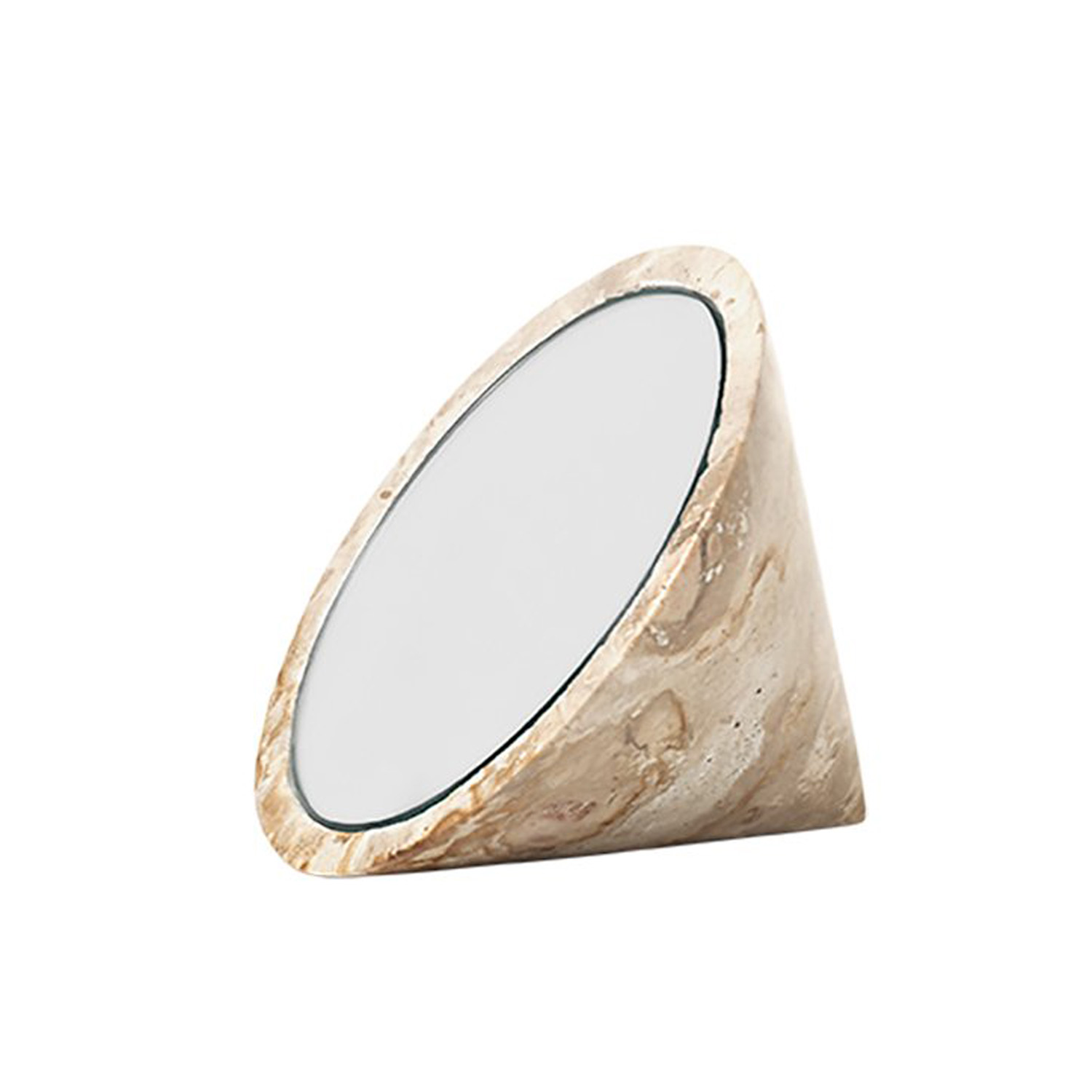 KRISTINA DAM STUDIO Spinning Top bordspejl – spejlglas og sand marmor
