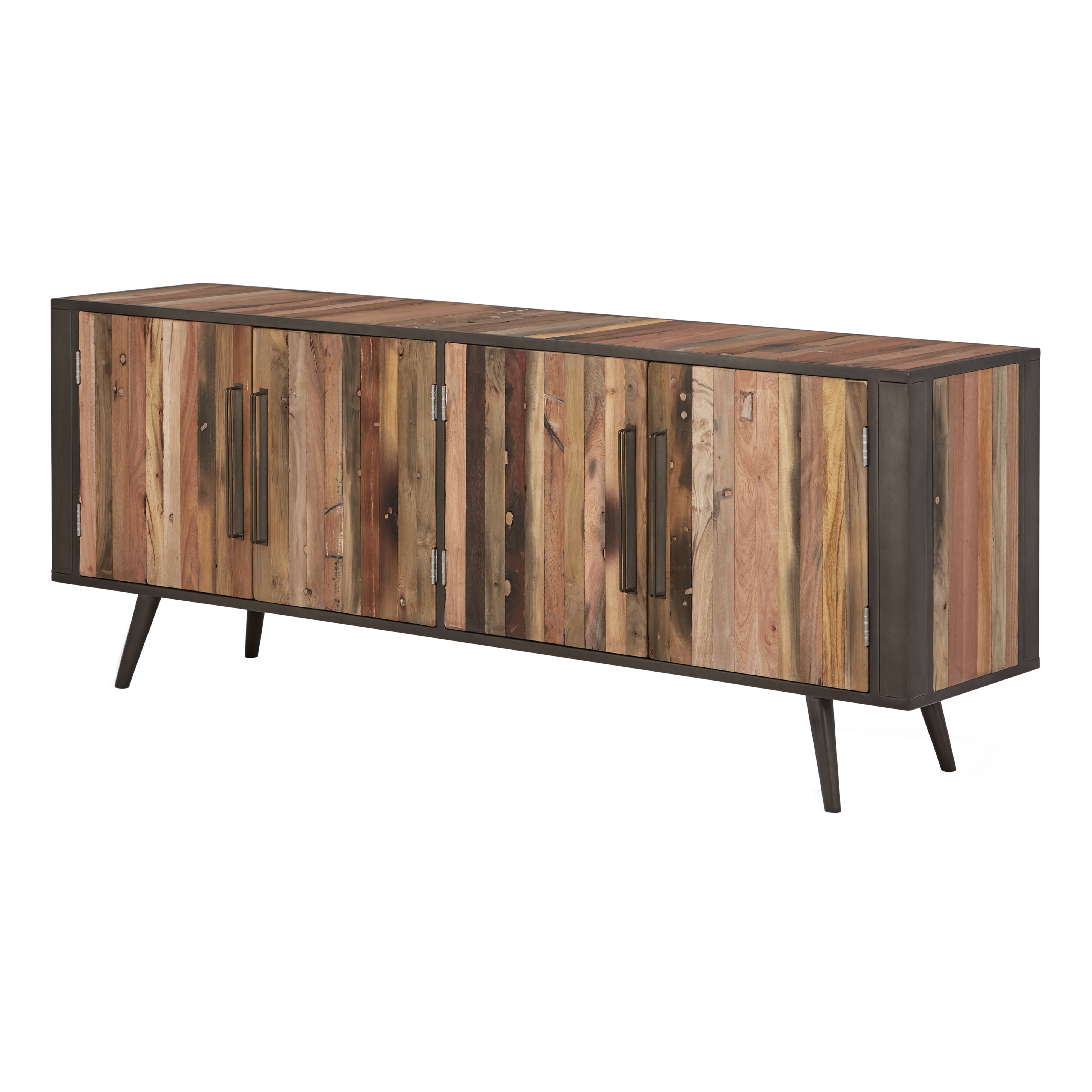 #3 - NOVASOLO TV-bord, m. 4 låger - brun genbrugstræ og jern
