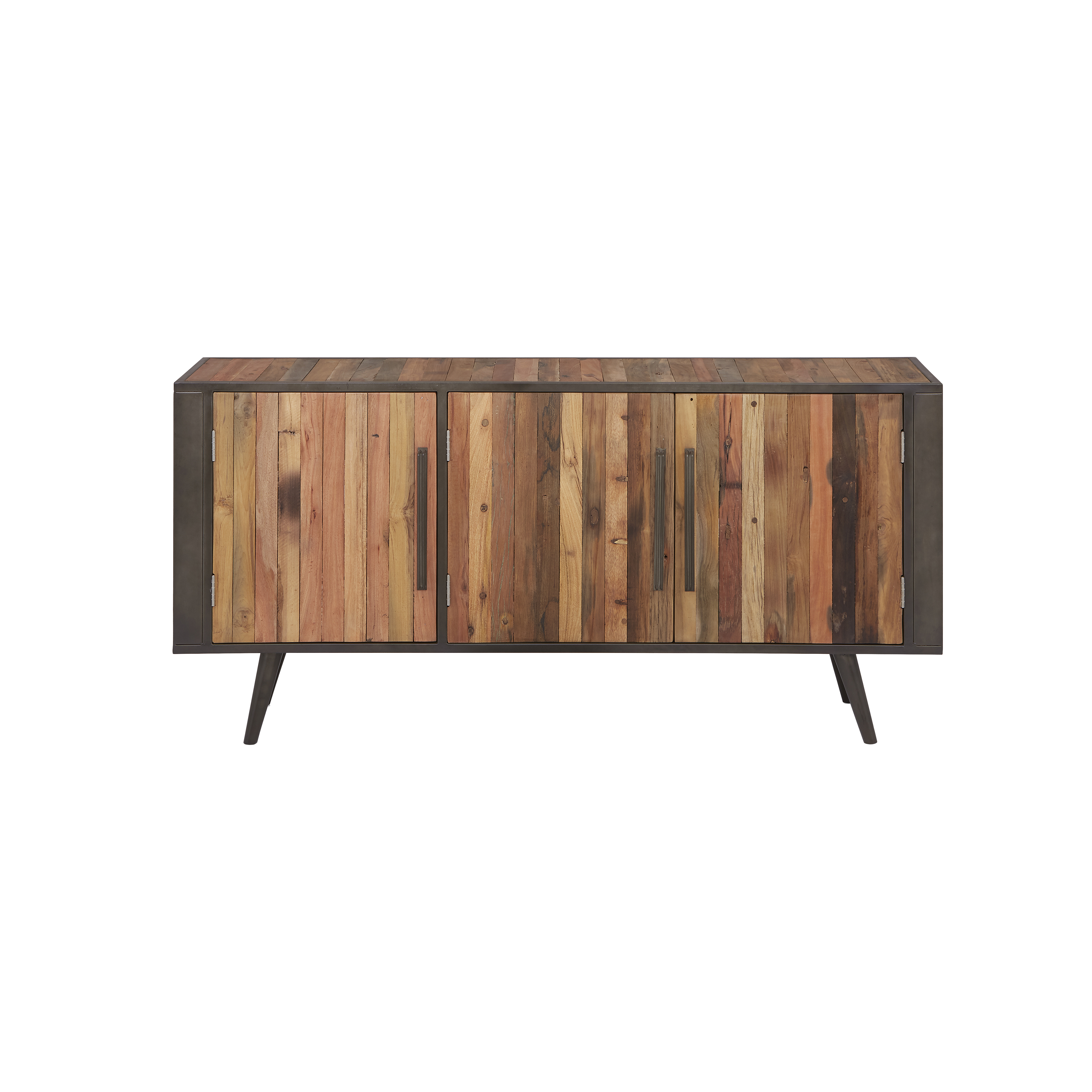 10: NOVASOLO TV-bord, m. 3 låger - brun genbrugstræ og jern