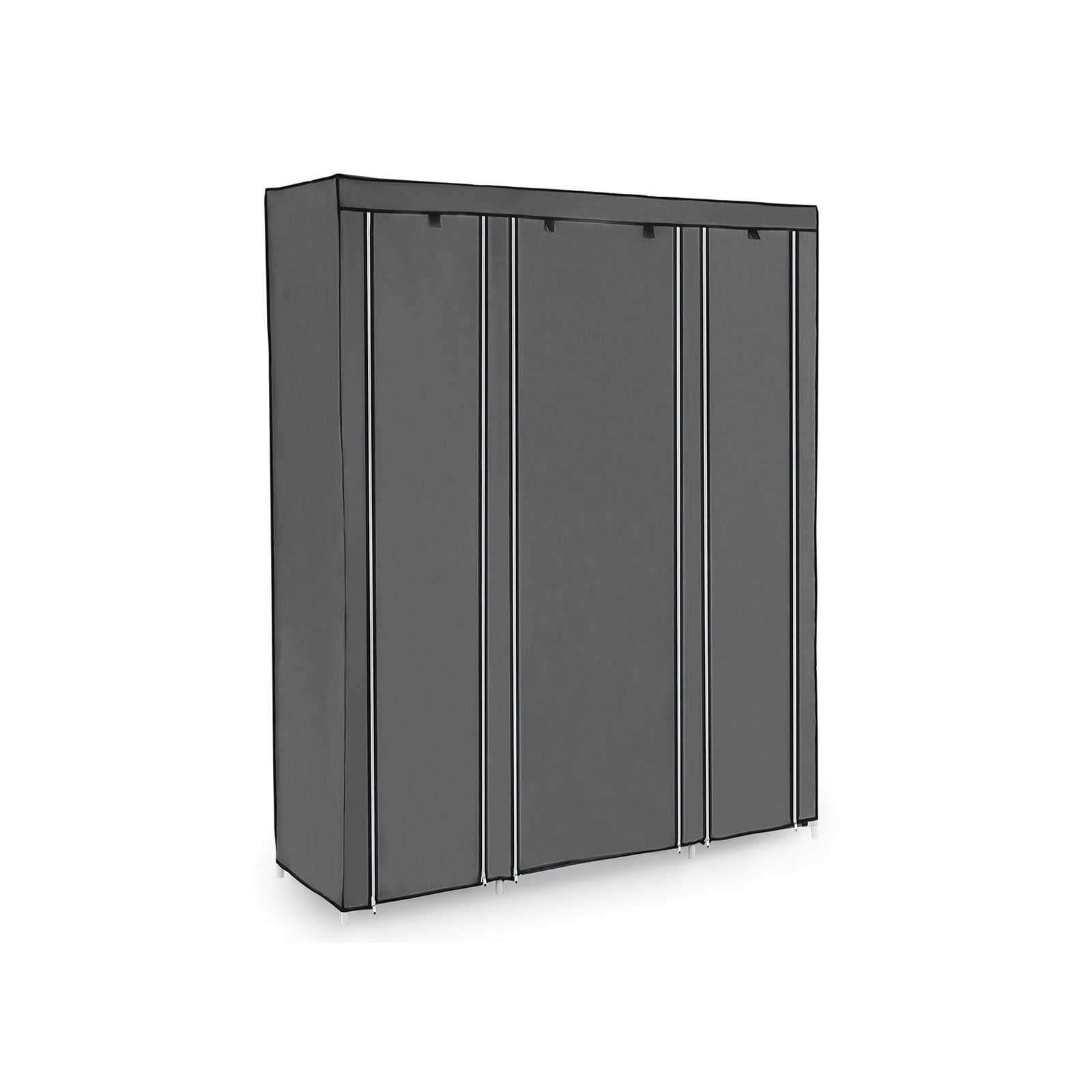 SONGMICS Bærbar Garderobe, Sammenklappelig Skab, Tøjopbevaringsorganisator med Bøjleskinne, Hylder, Stofbetræk, Til Soveværelse, Garderobe, 150 x 45 x 175 cm, Grå LSF03G