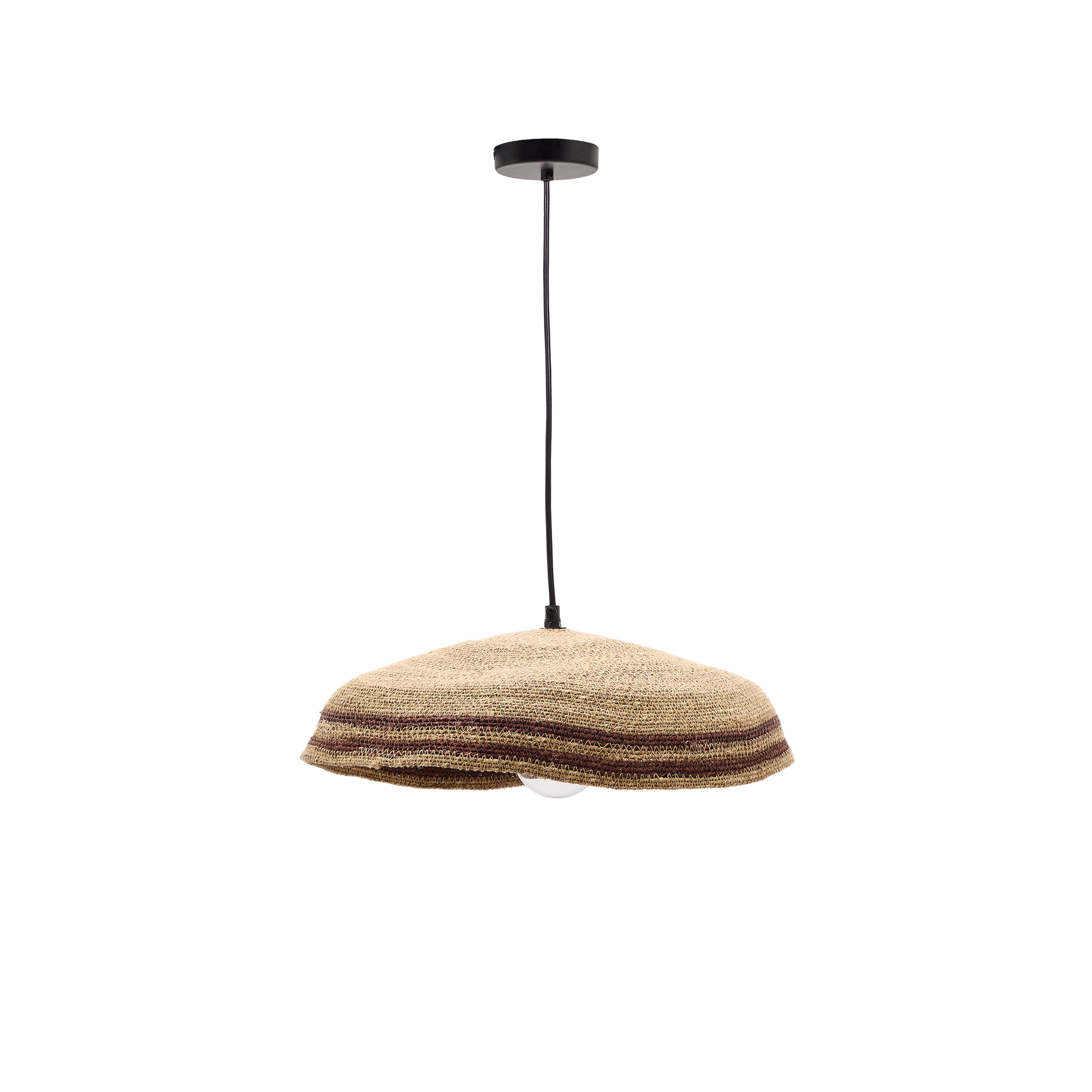 KAVE HOME Vinyola taklampa av naturfibrer med naturlig och svart finish É 44 cm
