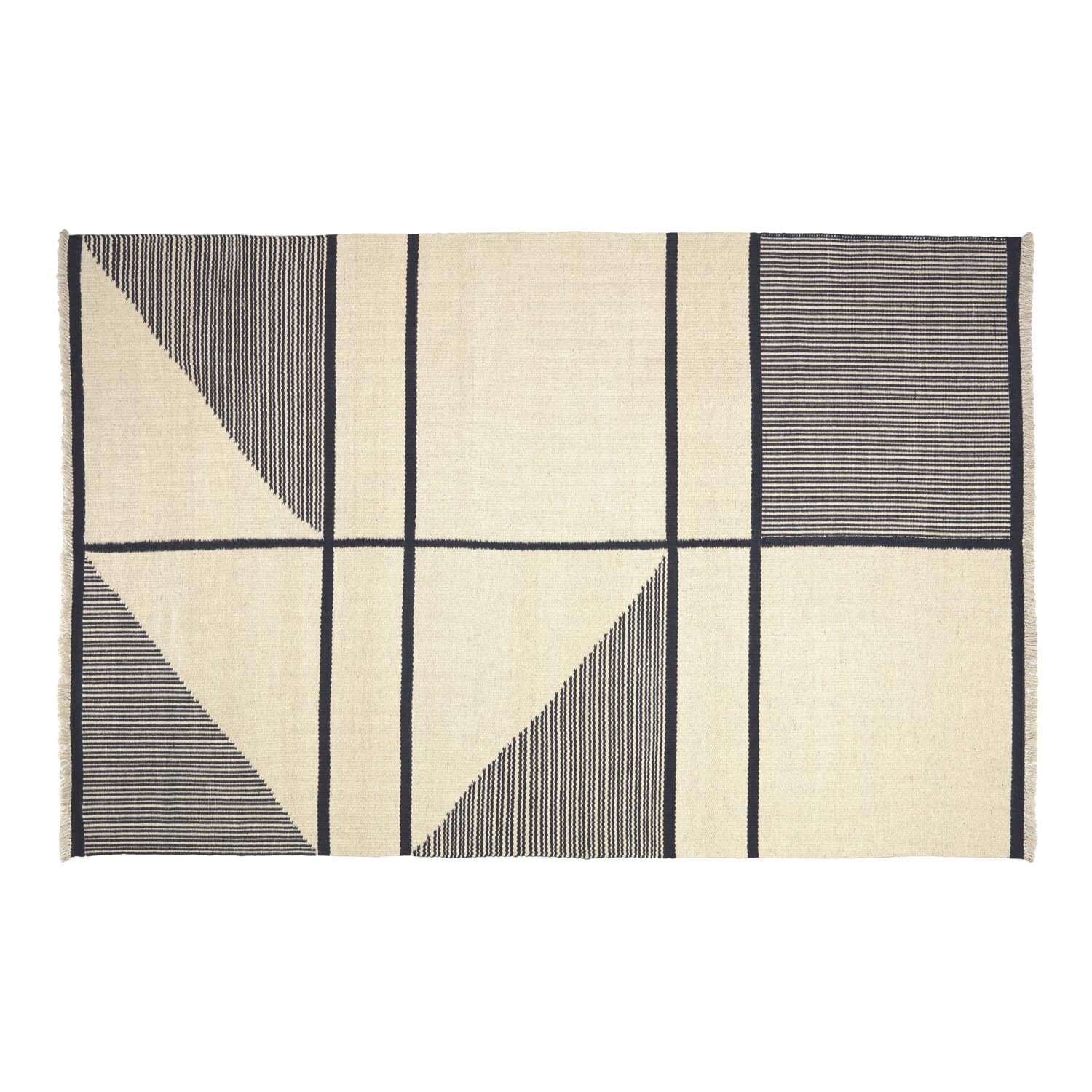 LAFORMA Bernardine gulvtæppe - beige/sort uld/bomuld (160x230)