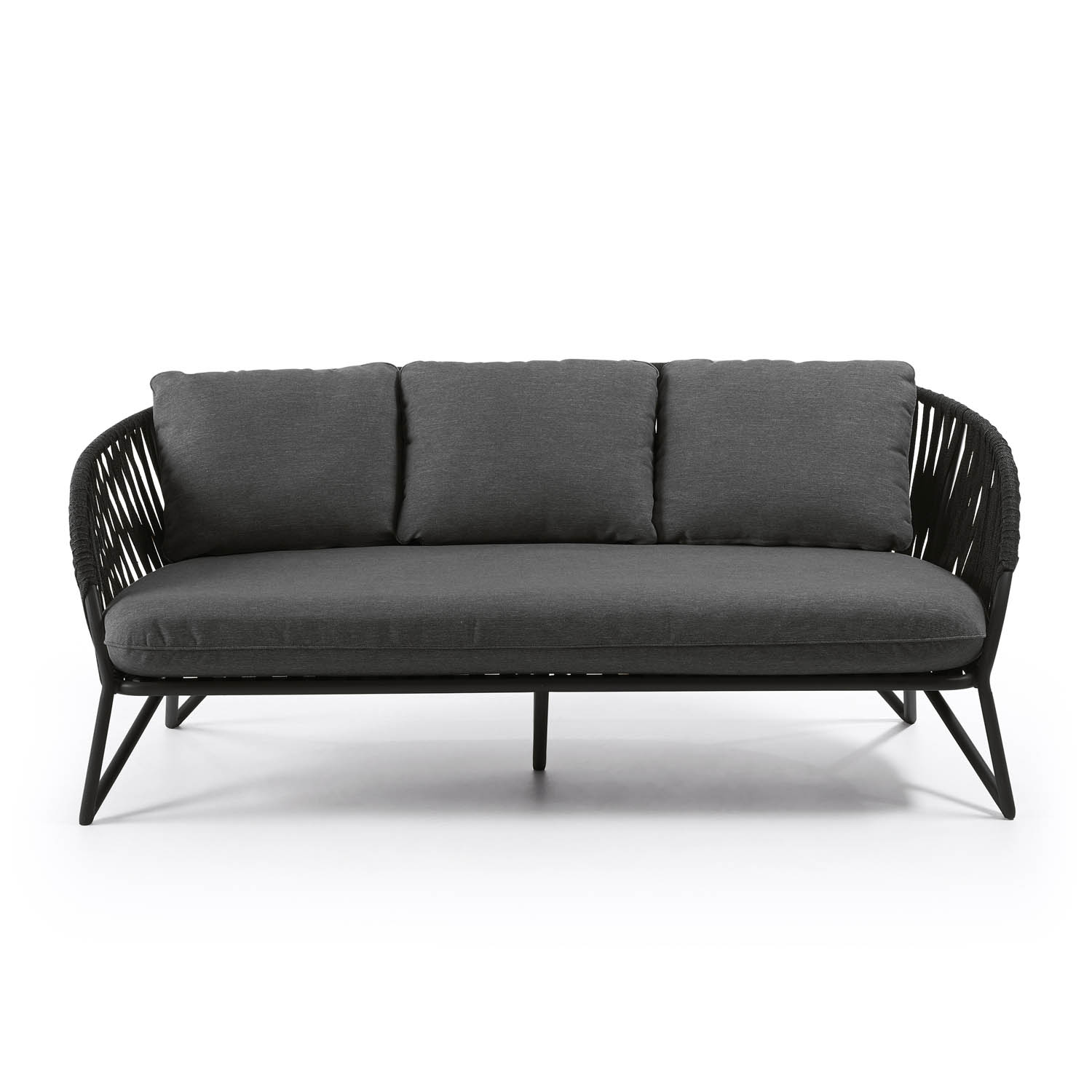 LAFORMA Branzie 3 pers. sofa, m. stofhynde - sort reb og stål