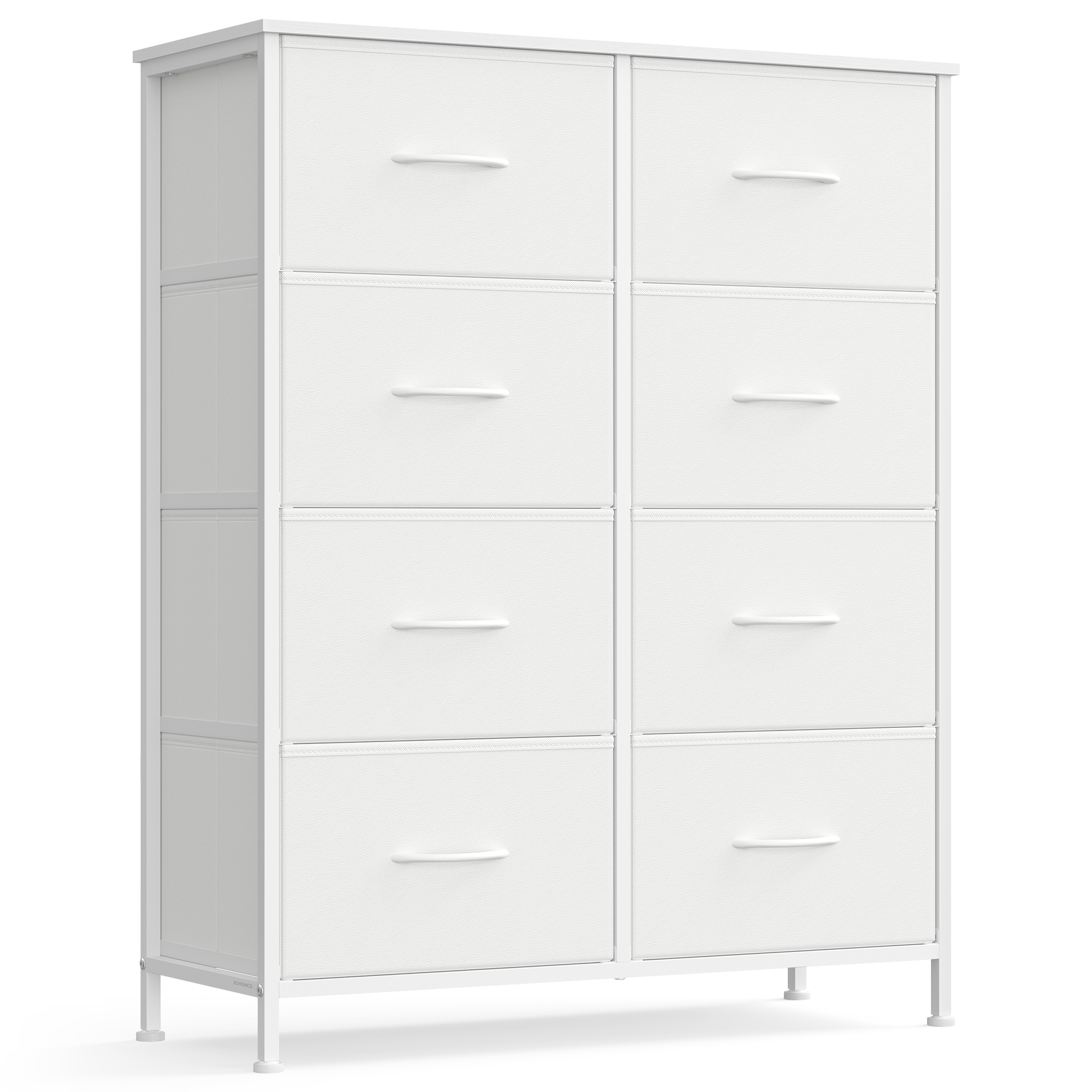 SONGMICS Kommode til soveværelse, Kommode, Stål, MDF, 8 skuffer i ikke-vævet stof, Opbevaringsenhed, Skab, Entré, Cloud White og Snow White ULGS124WH01