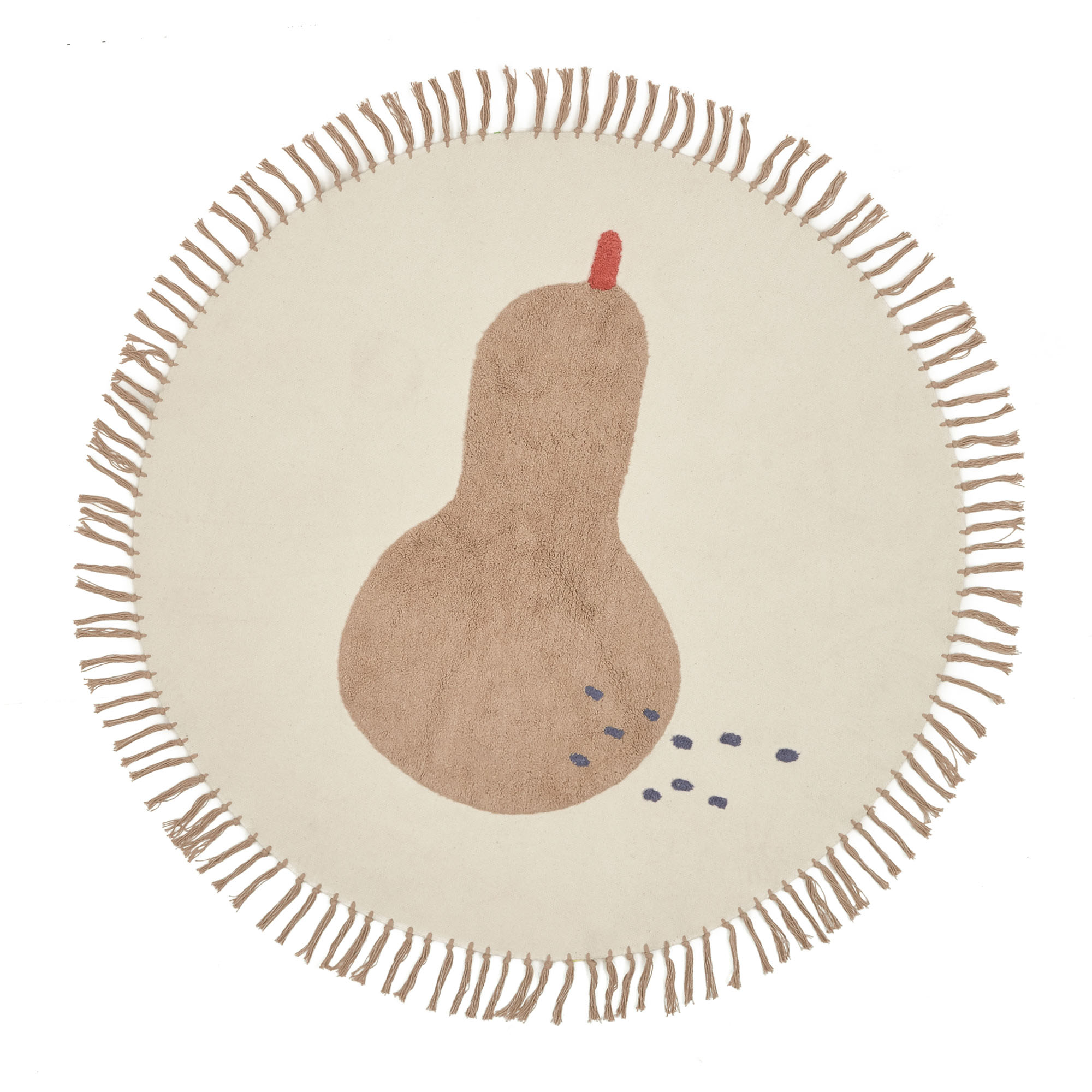 Køb LAFORMA Tamya gulvtæppe til børn, rund – bomuld med brun pære (Ø120)