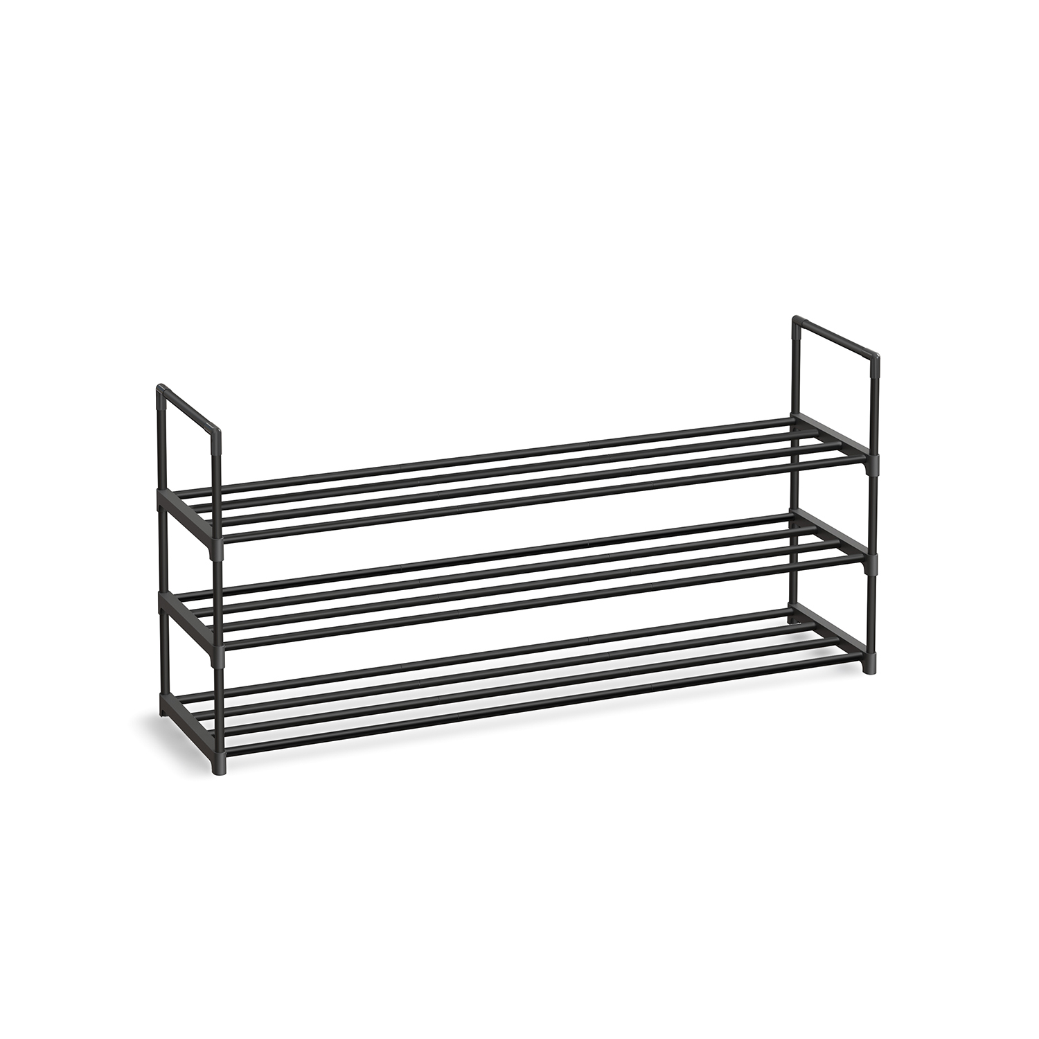 SONGMICS 3-lags skoreol, skoopbevaringsorganisator, metalopbevaringsreol, plads til 15 til 18 par sko, stabelbar skohylde, til entré, stue, soveværelse, 116 x 30 x 55 cm, sort LSA033B01