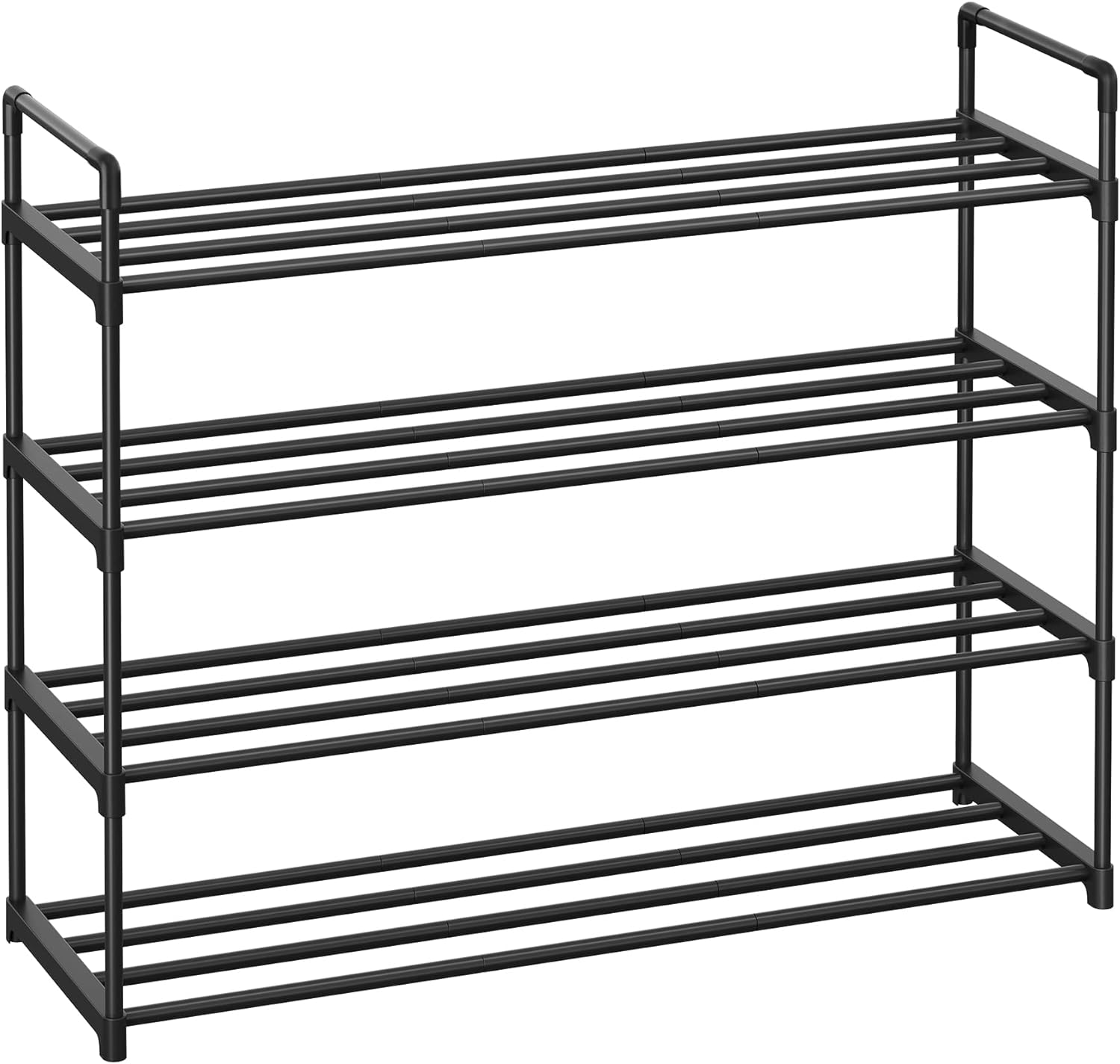 SONGMICS Skoreol, 4-lags skoorganisator, metal skoopbevaringsreol til 20 par sko, nem montering, indgang, sort LSA14BK