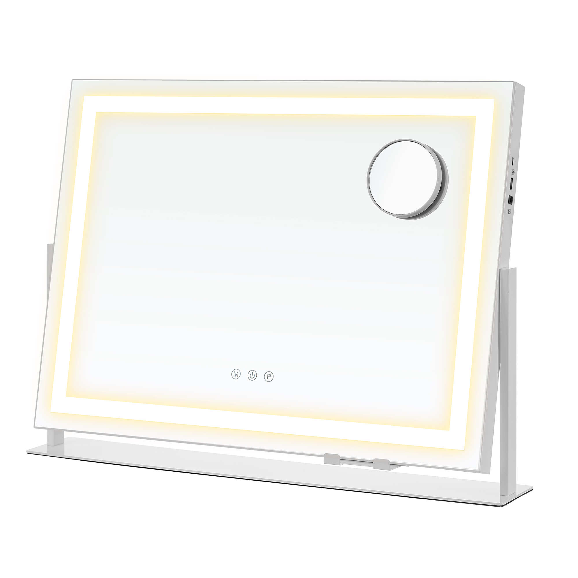 SONGMICS Makeupspejl med belysning, 15 LED-pærer, stikkontakt, touch-kontrol, 3 lystemperaturer, justerbar lysstyrke, telefonholder, mat hvid LWM002W02 SONGMICS Makeupspejl med belysning, 15 LED-pærer, stikkontakt, touch-kontrol, 3 lystemperaturer, justerbar lysstyrke, telefonholder, mat hvid LWM002W02