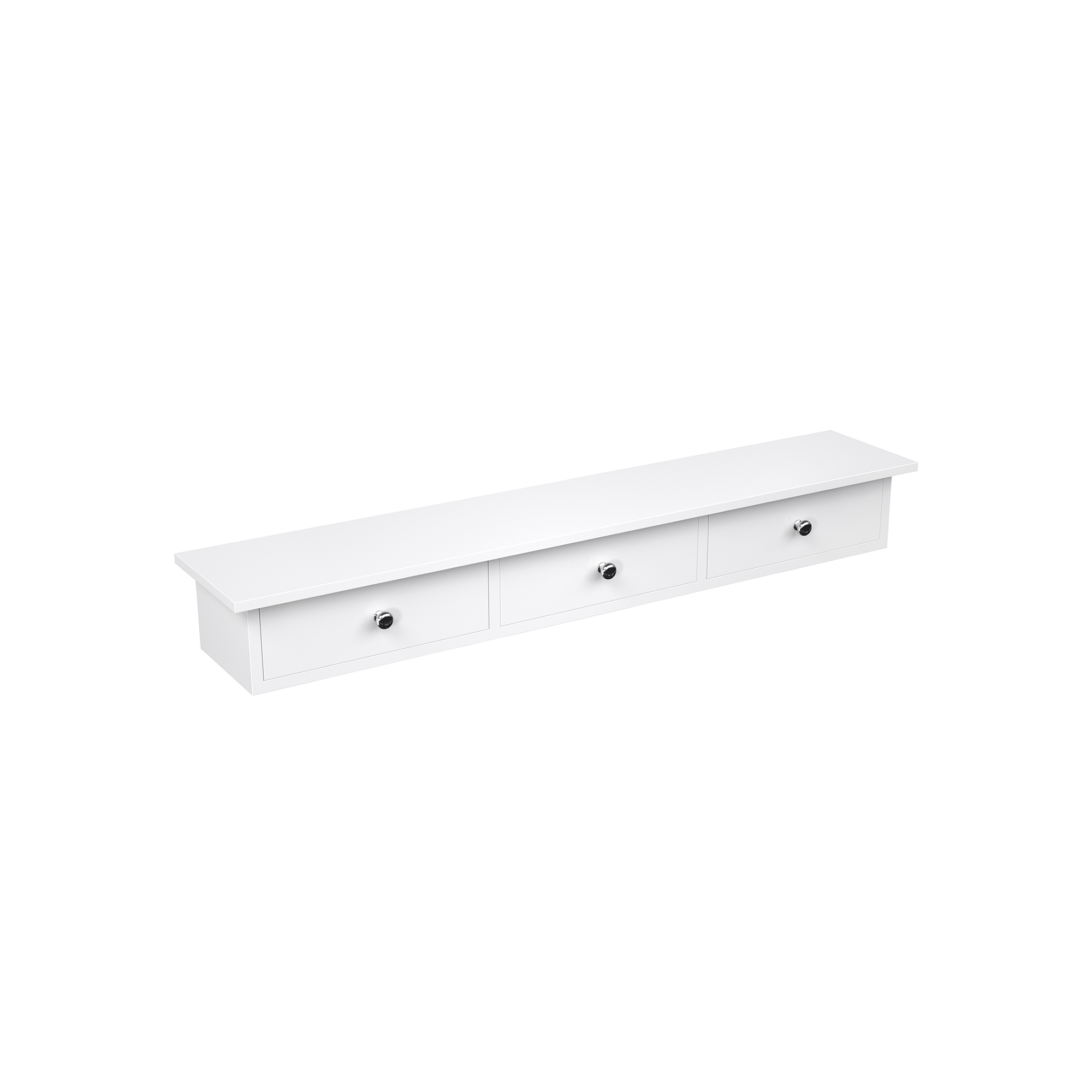 SONGMICS svævende vægreol med 3 skuffer, opbevaringshylde til entré, 80 x 15 x 10 cm, stue, soveværelse, køkken, højglansmaling, hvid LWS085W01