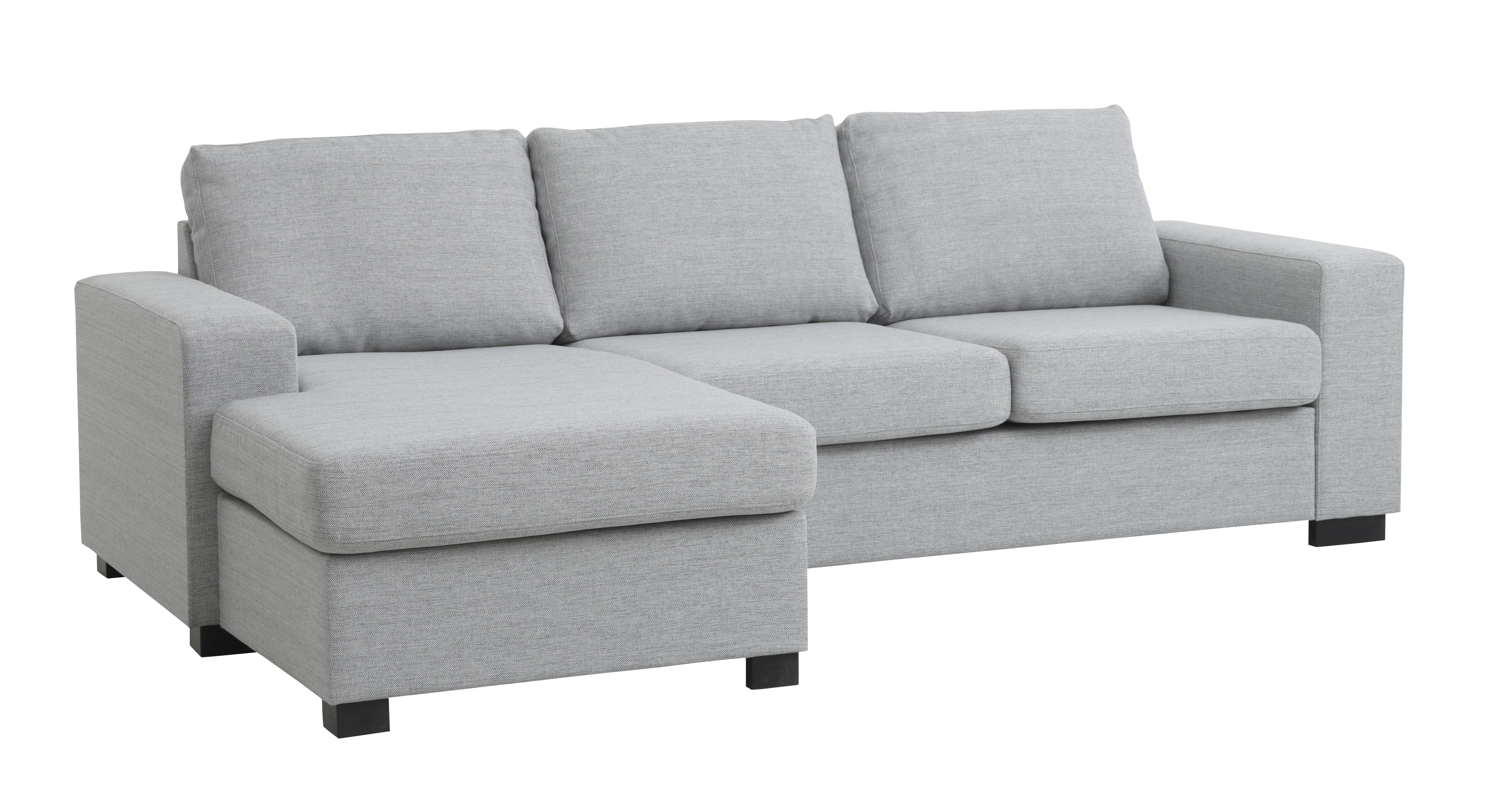 Detroit set 1 3D sofa, m. chaiselong - lys granitgrå polyester stof og sort træ
