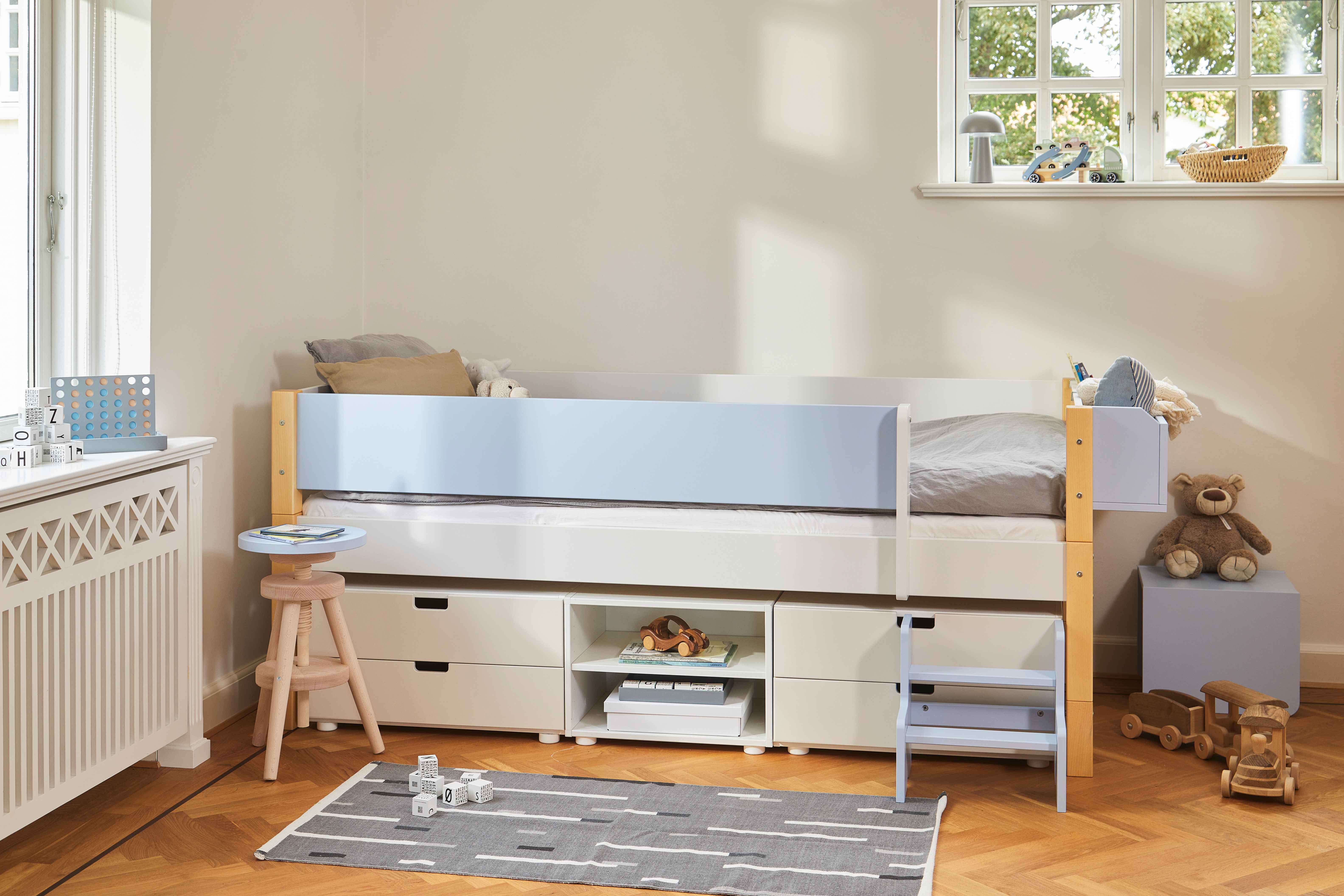 Manis-HÂ Ariel Enkeltseng med tremme sengehest og opbevaring - 200 cmÂ -Â 90x200