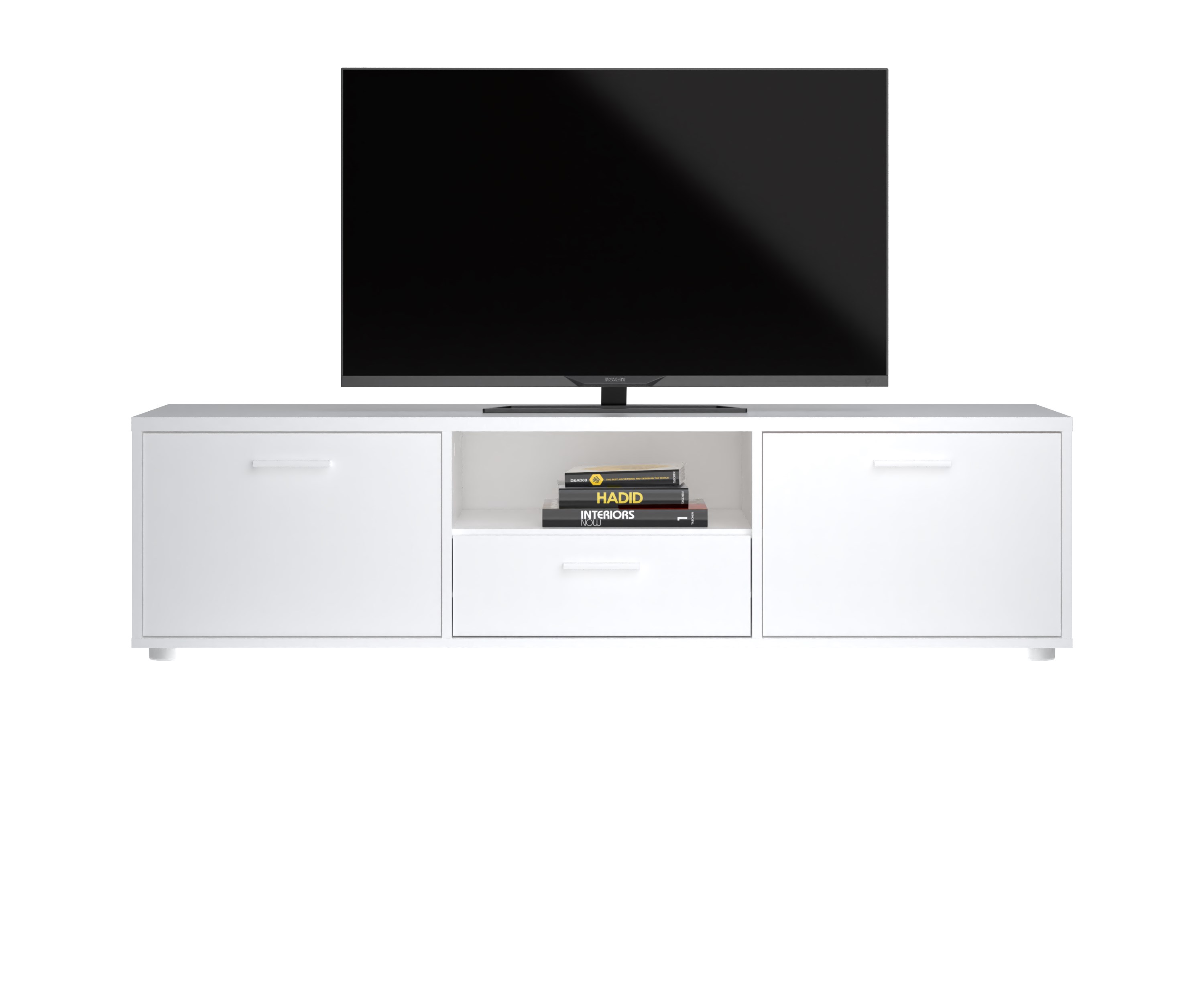 TVILUM Media TV-bord, m. 2 låger og 1 skuffe - hvid folie/spånplade (147.2x39.8)