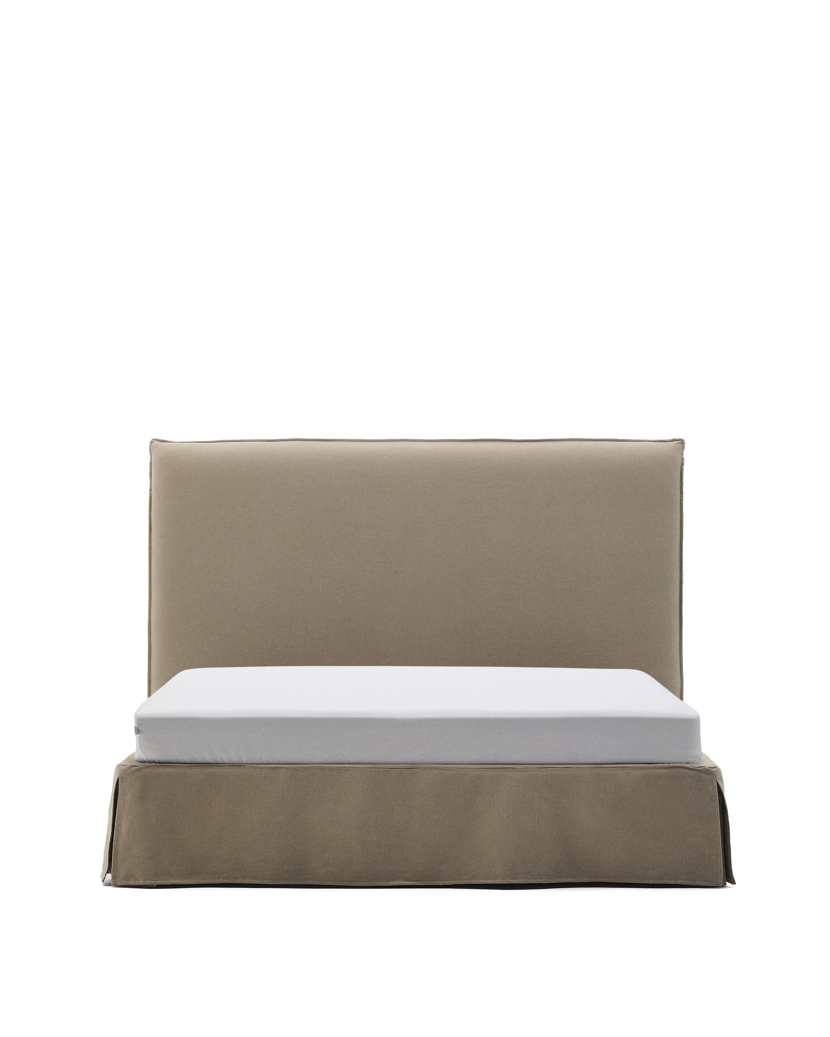 KAVE HOME Jaira seng med aftageligt linned og bomuldsbetræk i taupe til en 160 x 200 cm FSC Mix Credit