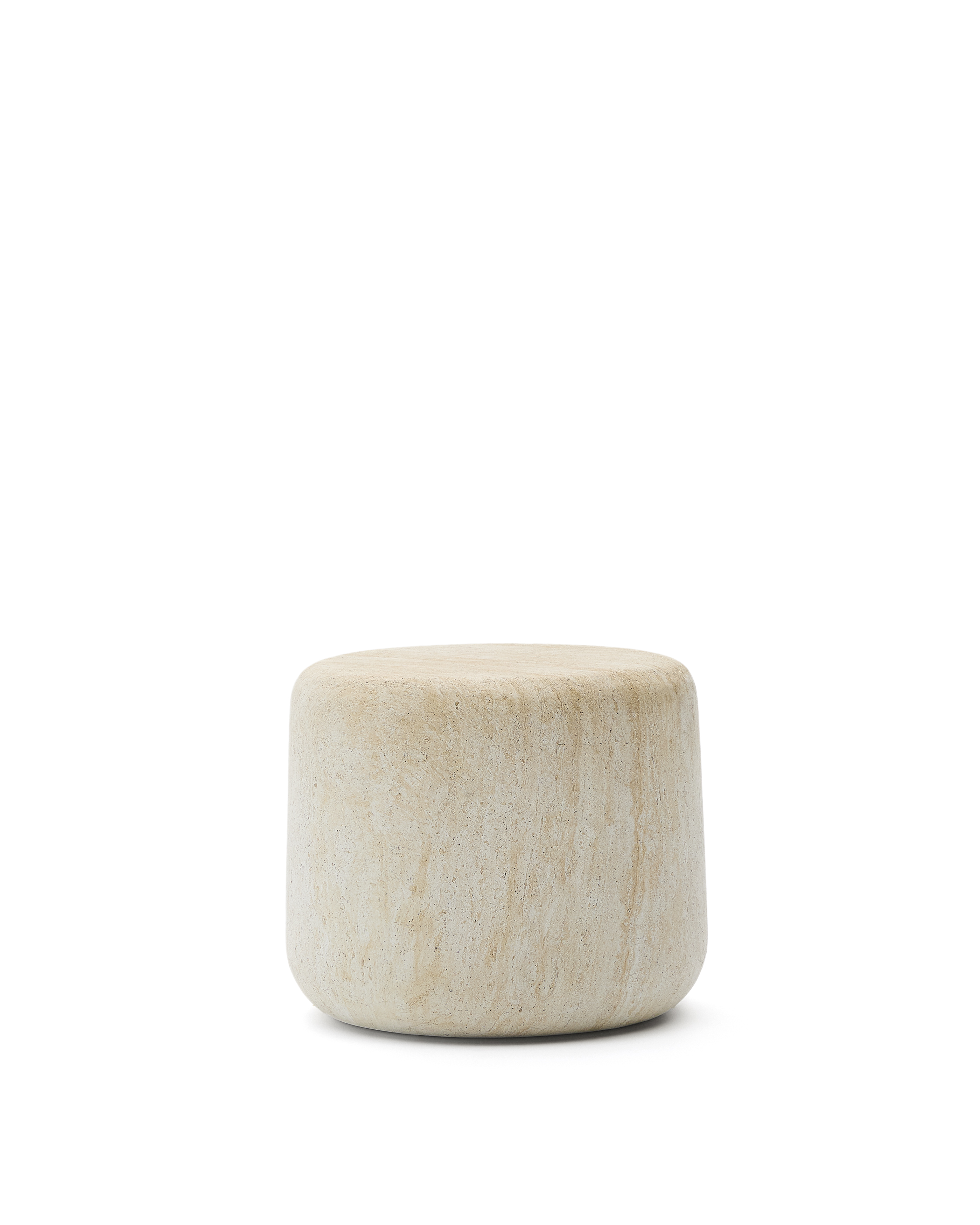 KAVE HOME Drasi udendørs sidebord, rund - beige cement med travertineffekt finish (Ø60)