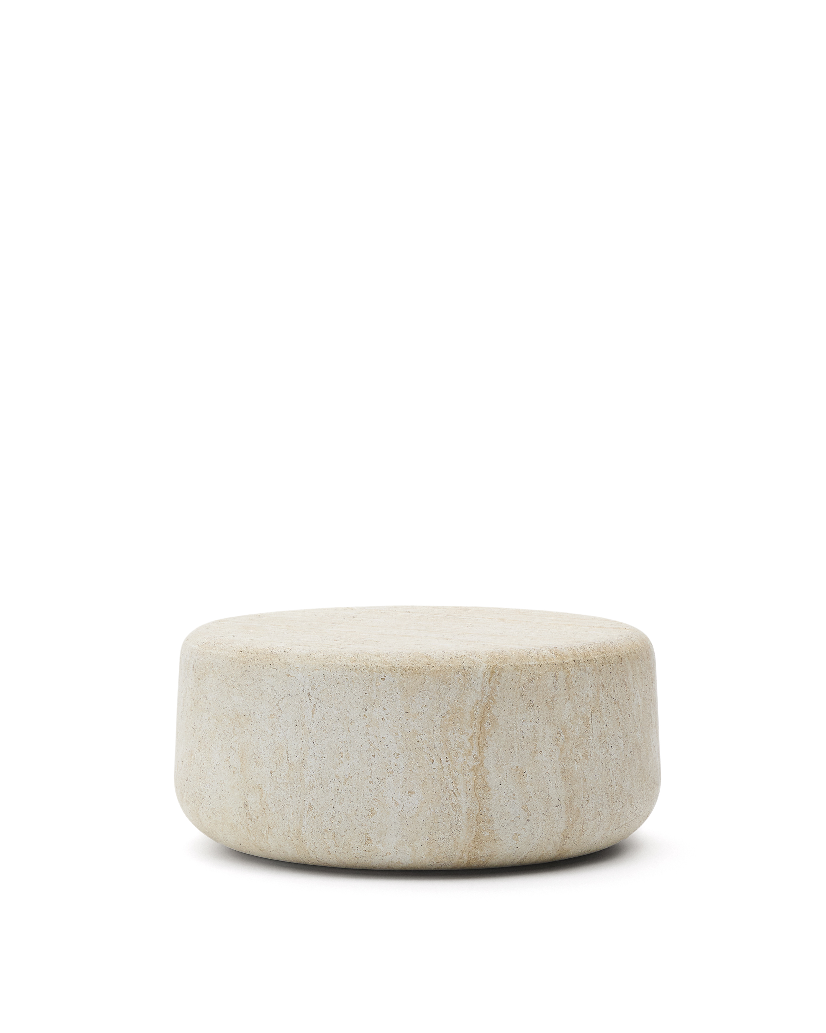 KAVE HOME Drasi udendørs sofabord, rund – beige cement med travertineffekt finish (Ø90)
