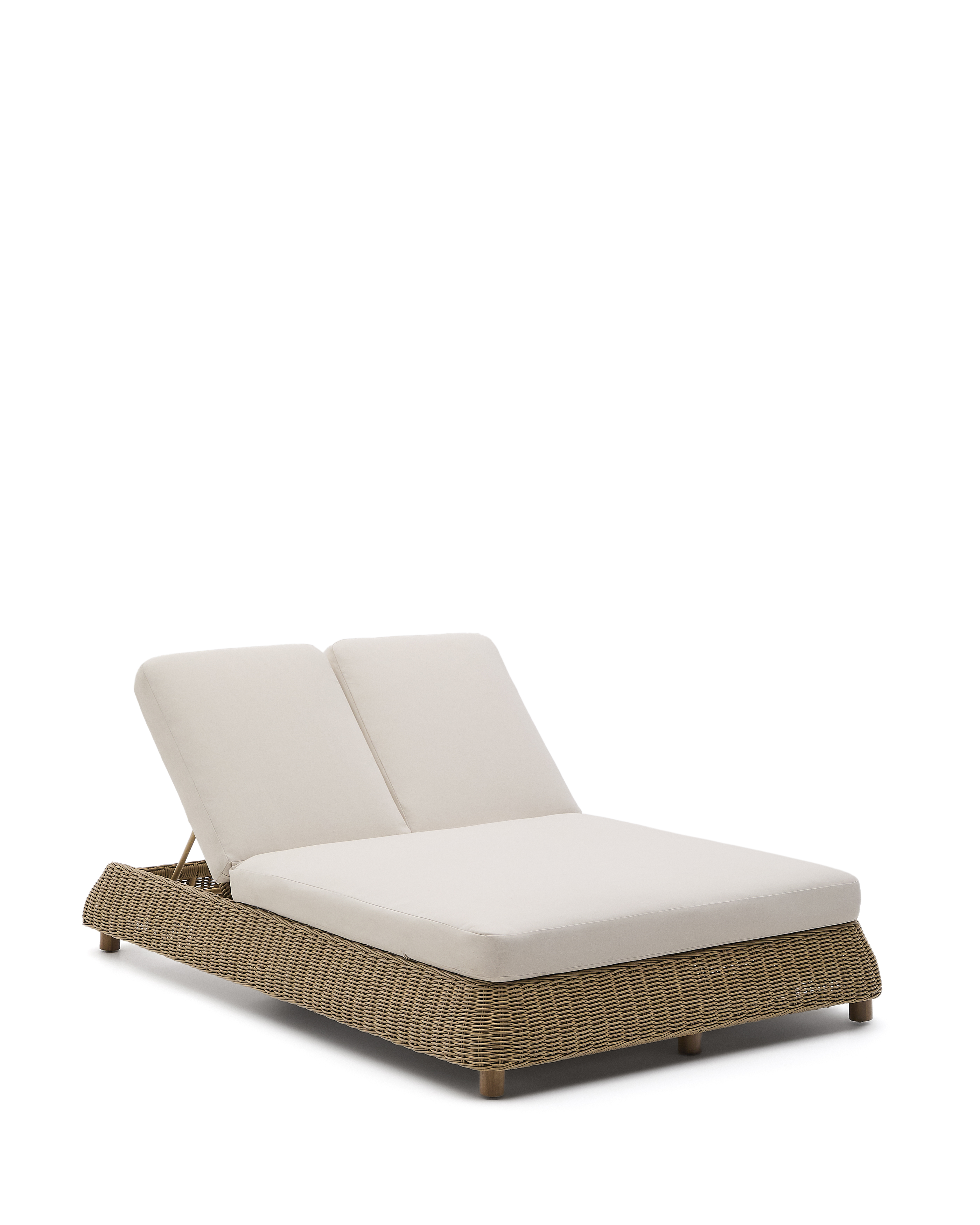 KAVE HOME Meria dobbelt solseng i syntetisk rattan med FSC 100% massive akacietræ ben