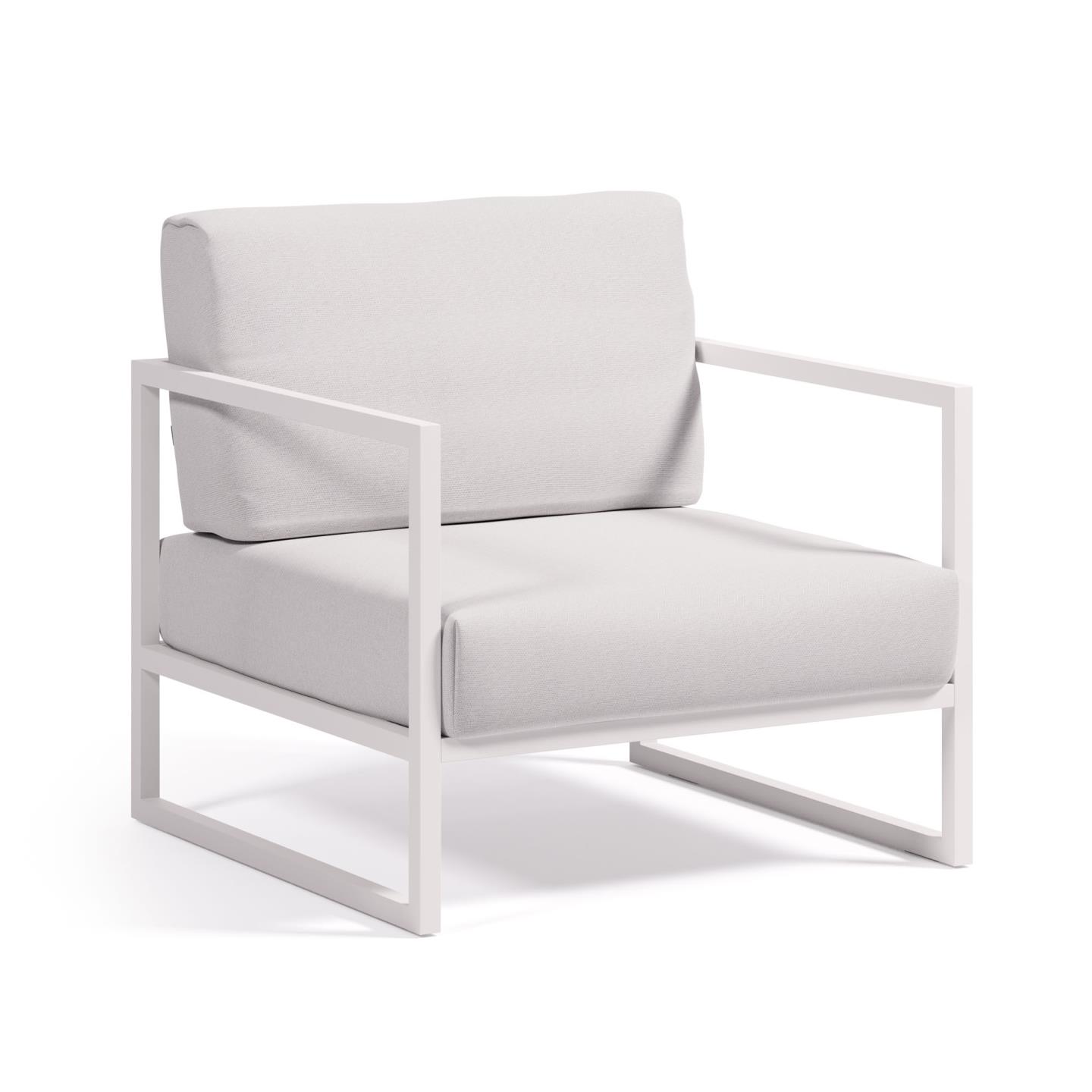 LAFORMA Comova udendørs lænestol, m. armlæn - hvid stof og hvid aluminium thumbnail
