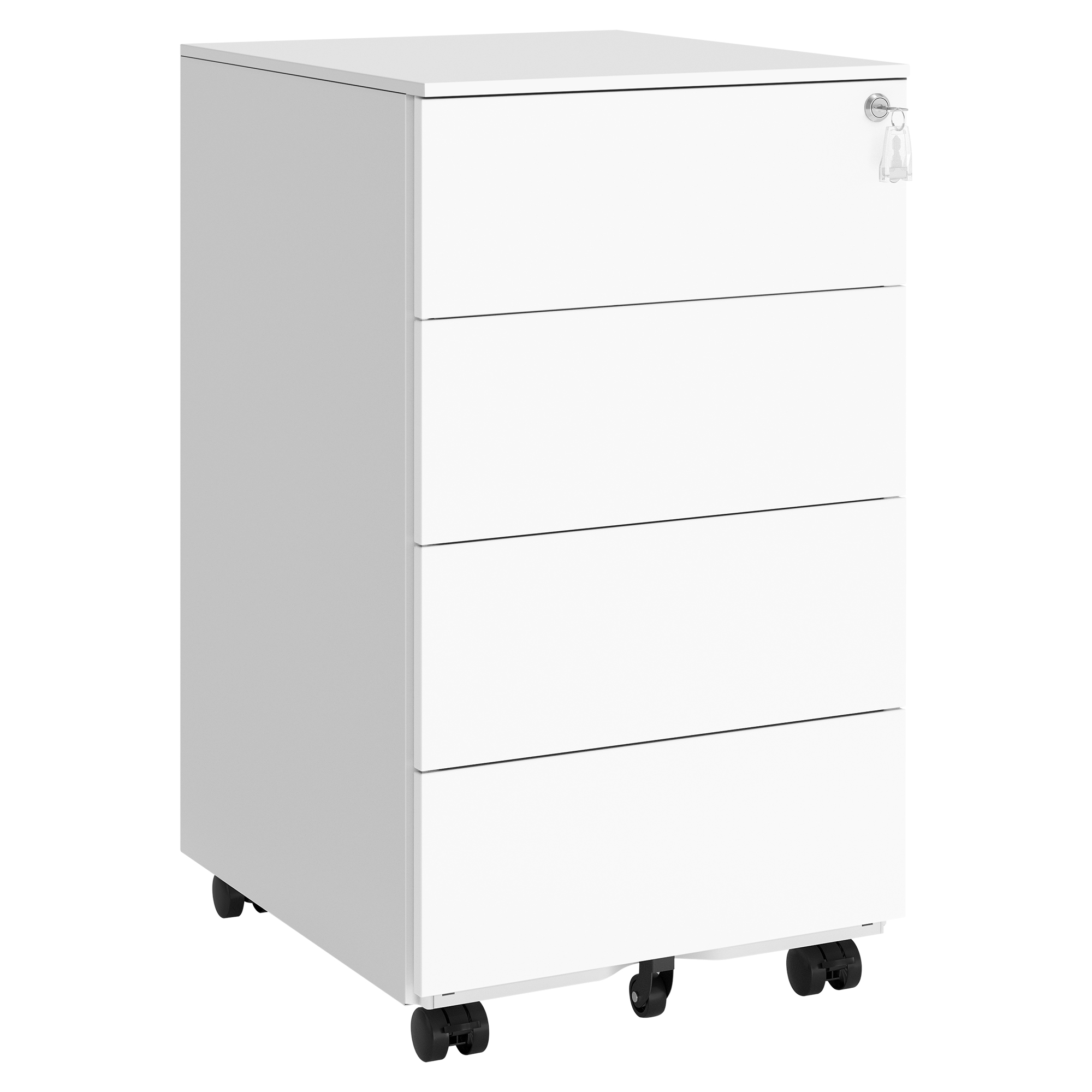 SONGMICS Mobilt arkivskab, aflåseligt, med 4 skuffer, til dokumenter, papirvarer, præmonteret, til kontor, hjemmekontor, 39 x 45 x 69,3 cm, Cloud White OFC064W14