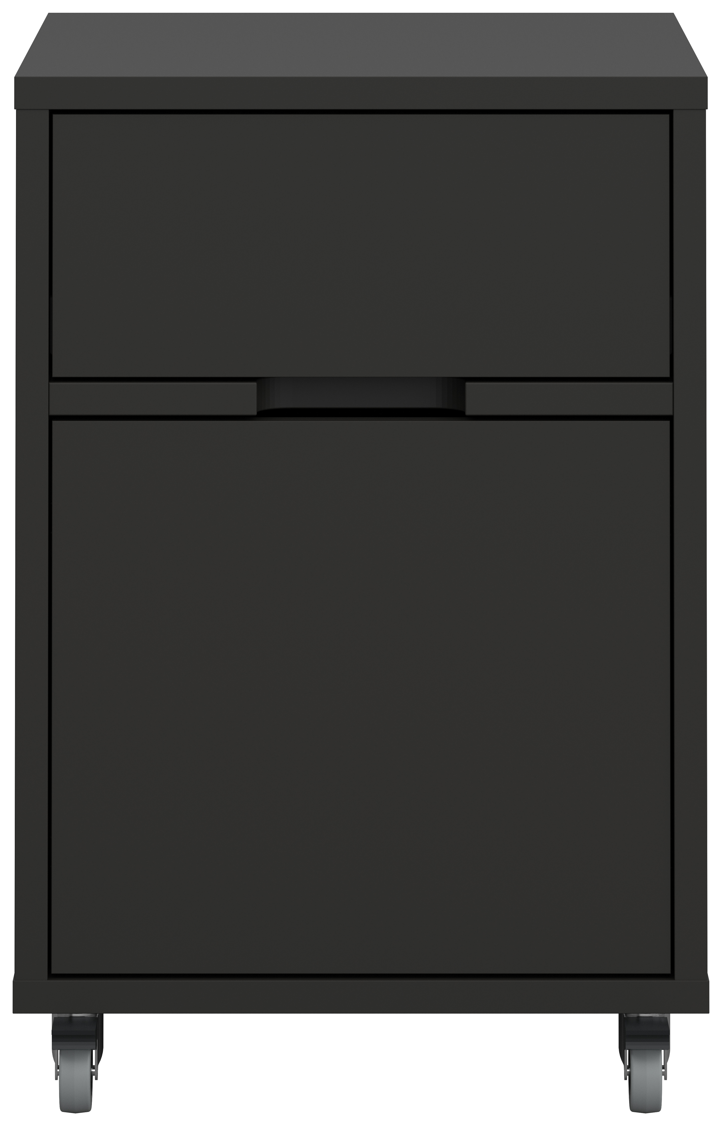 TENZO Lipp arkivskab, m. 1 låge, 1 hylde, 1 skuffe og hjul - shadow sort MDF og spånplade
