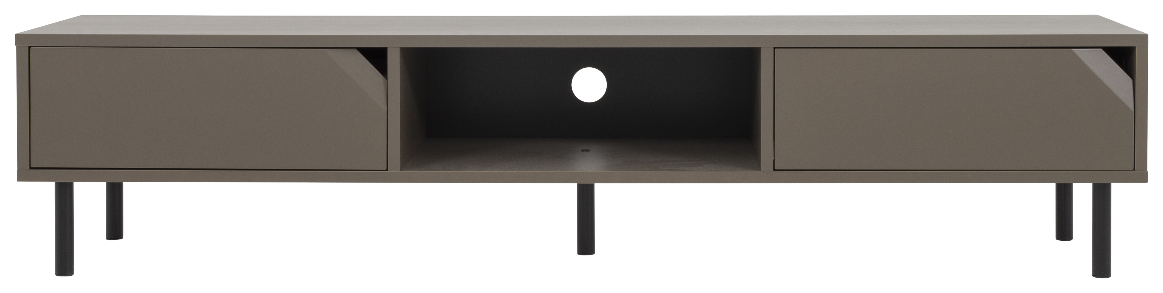 16: TENZO Corner TV-bord, m. 1 rum og 2 skuffer - mørk taupe MDF/spånplader og sort metal