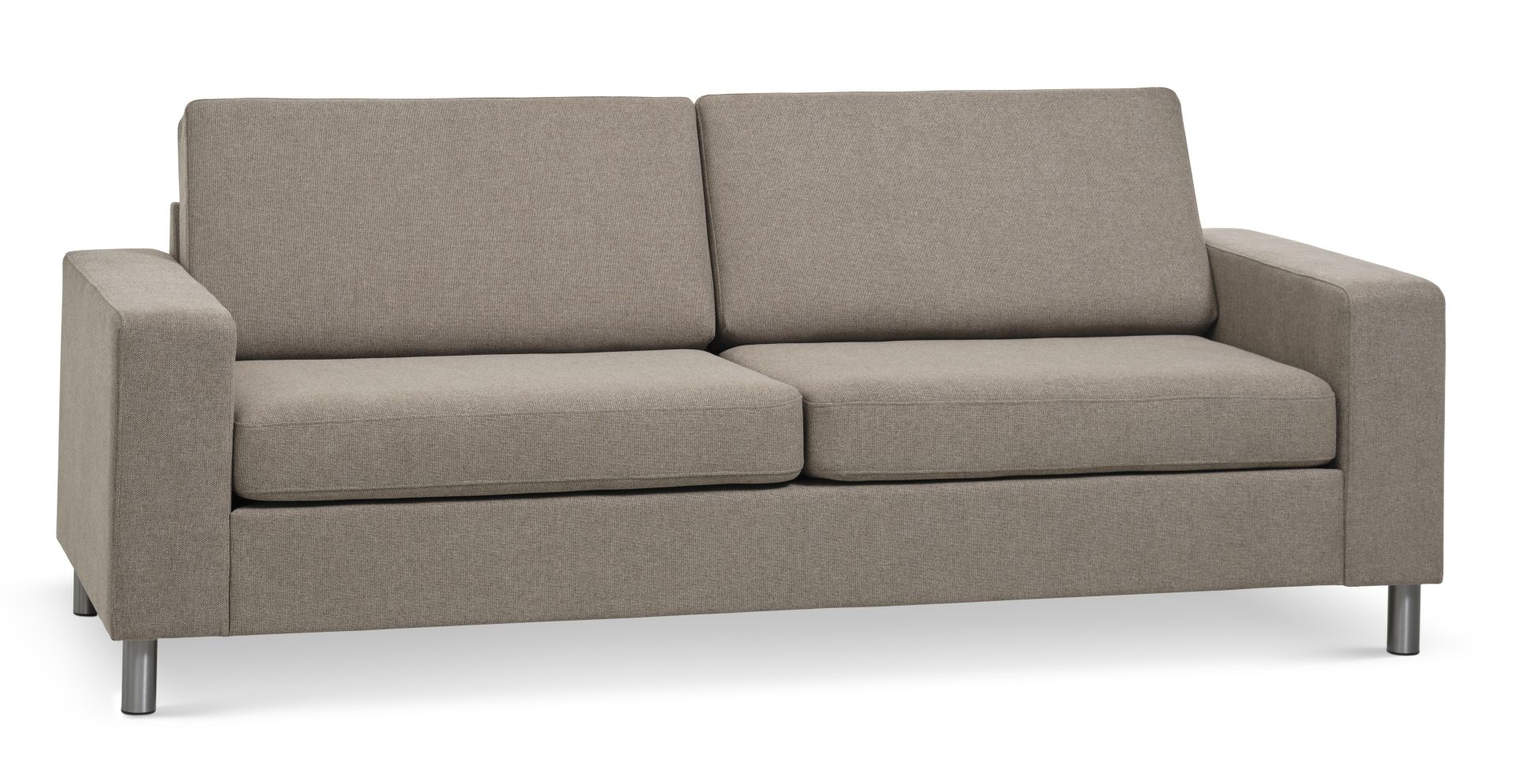Pan 2,5 pers. sofa - antelope beige polyester stof og børstet aluminium