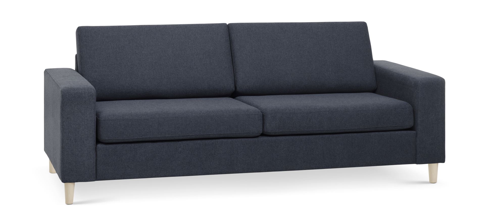 Billede af Pan 2,5 pers. sofa - blå polyester stof og natur træ