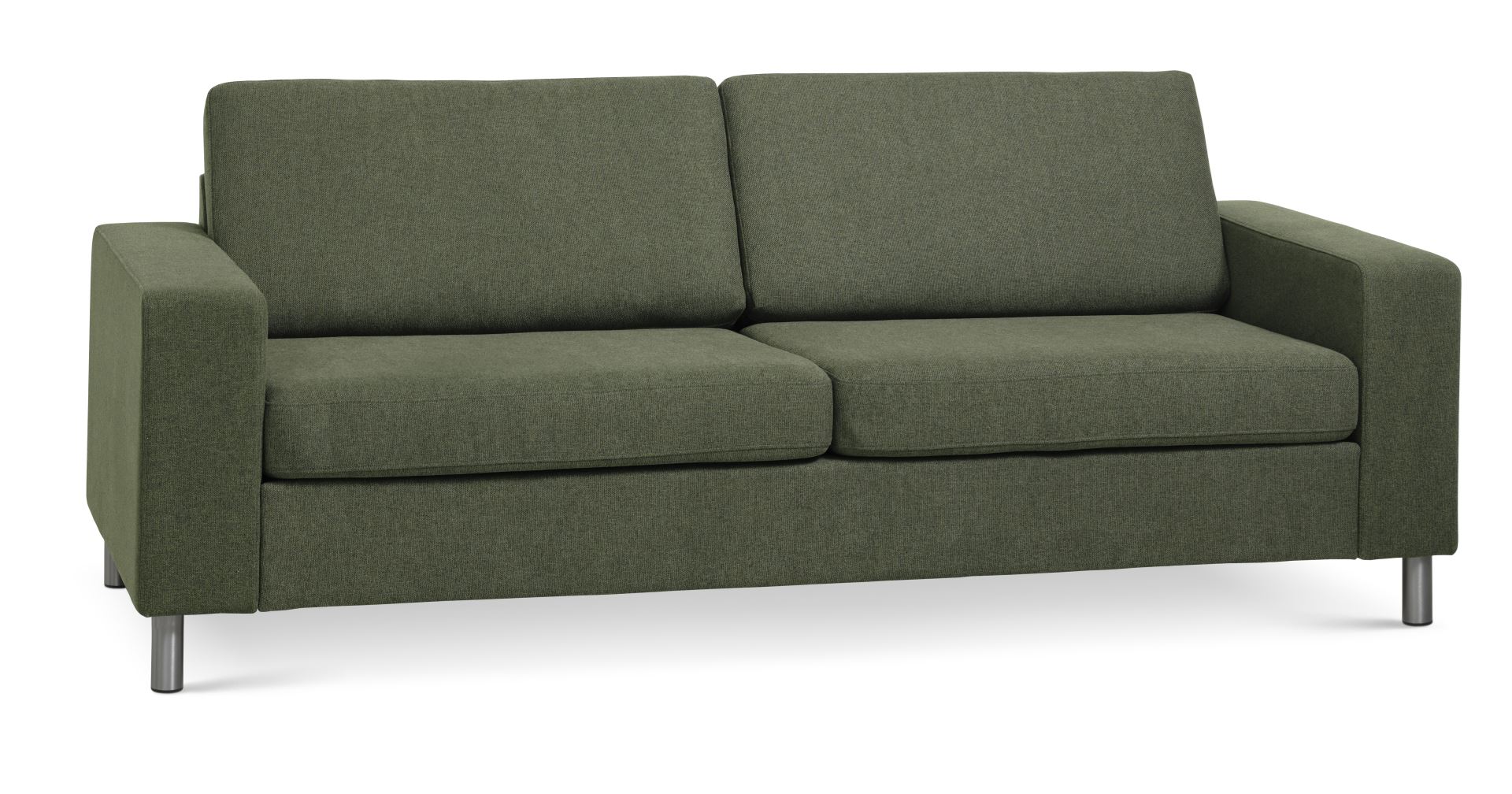 Pan 2,5 pers. sofa - vinter mosgrøn polyester stof og børstet aluminium