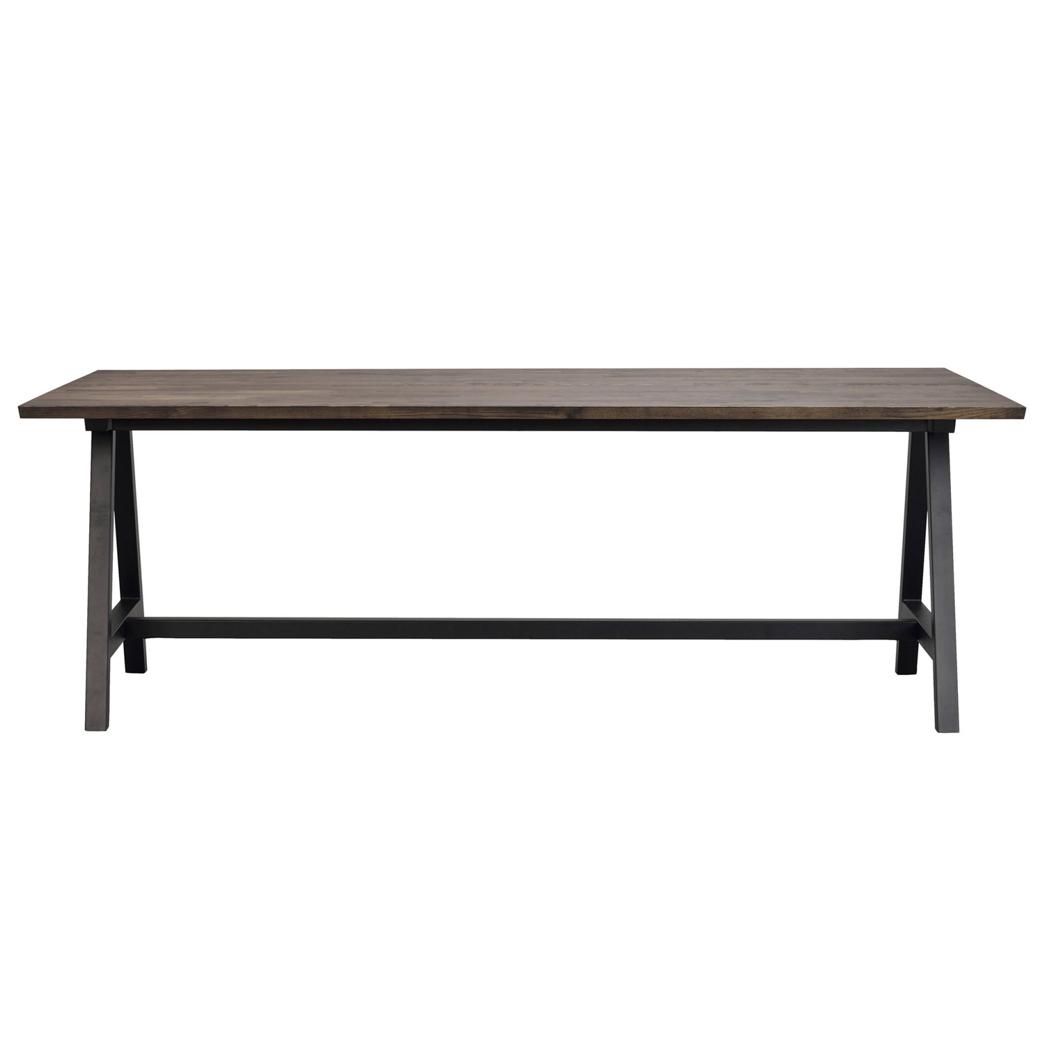 ROWICO Carradale spisebord, m. udtræk - brun eg og sort metal (220x100)