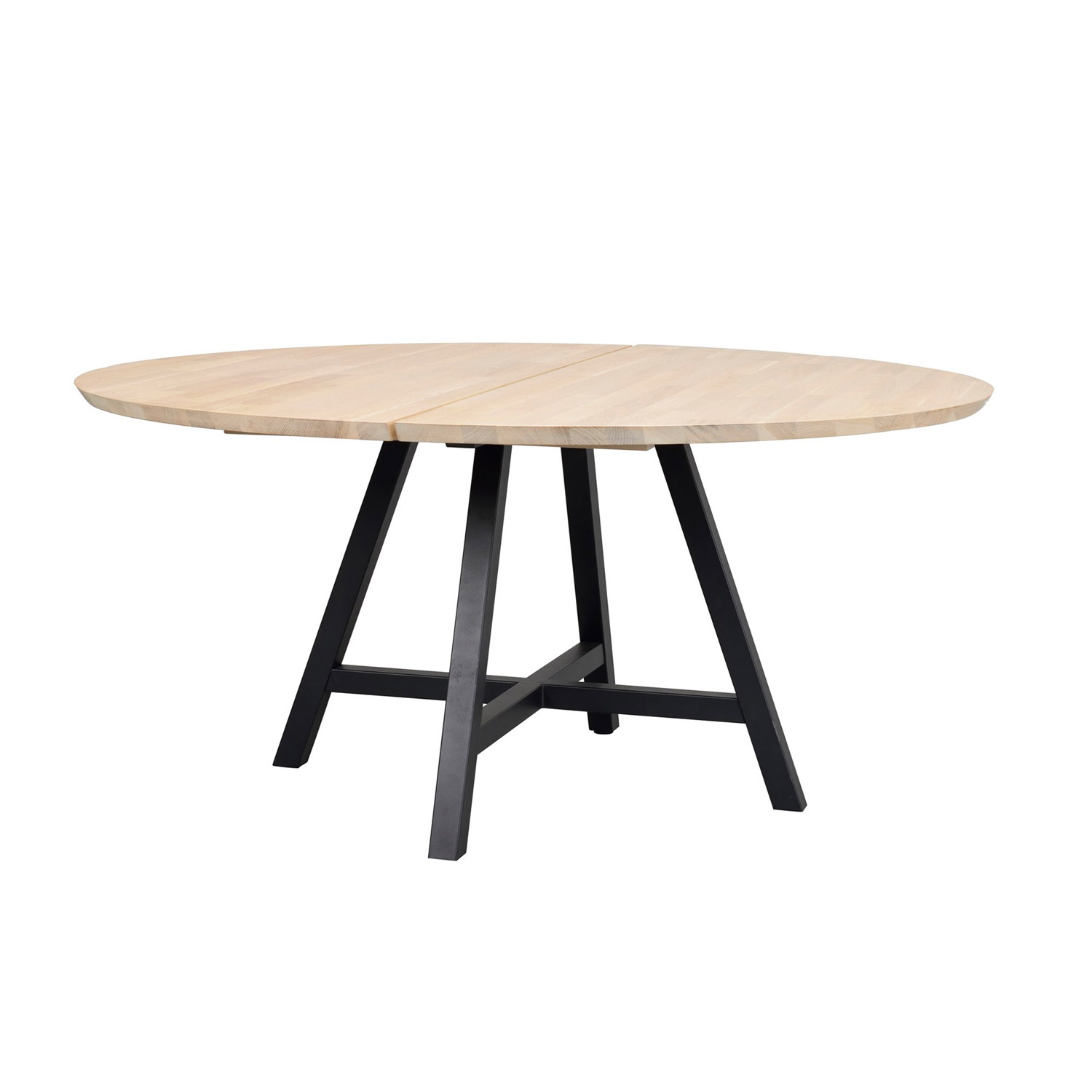 ROWICO Carradale spisebord, rund - hvidpigmenteret eg og sort metal (Ø150)