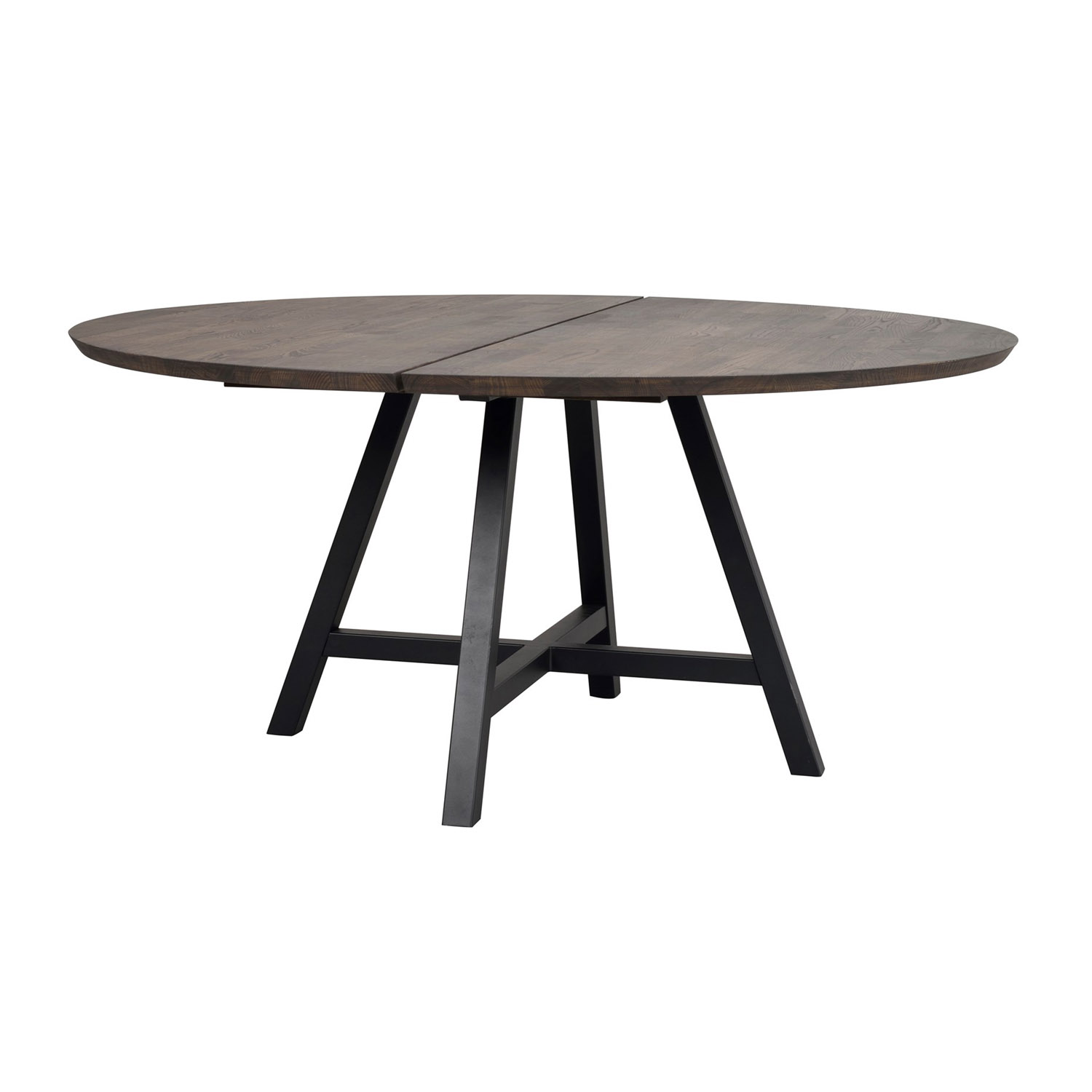 ROWICO Carradale spisebord, rund - brun eg og sort metal (Ø150)