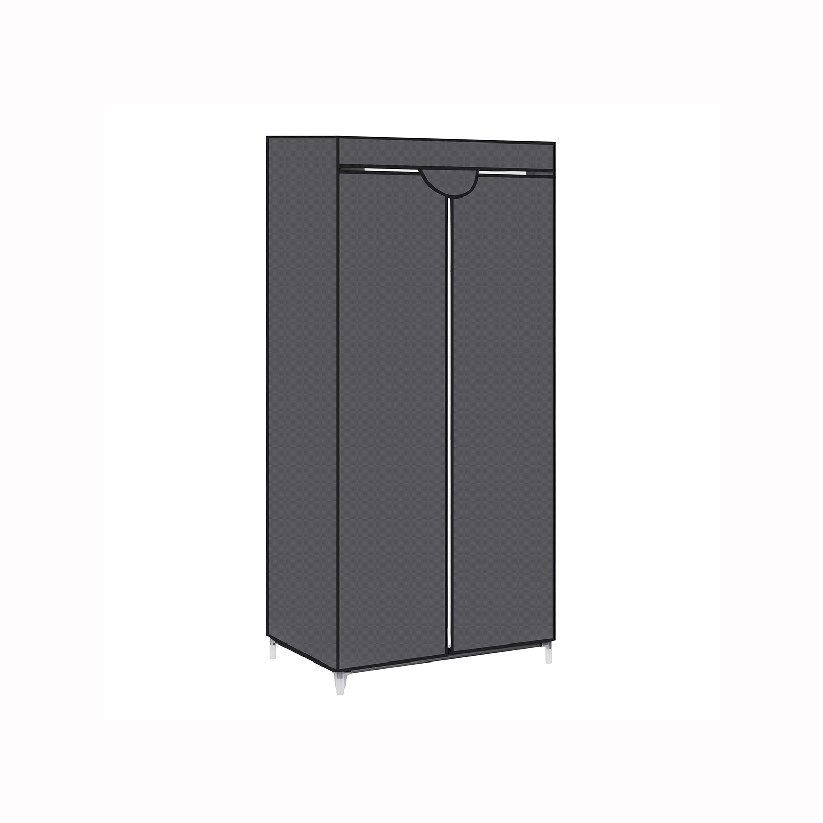 SONGMICS Stofgarderobe, Sammenklappeligt Skab med Bøjlestang, Enkelt Tøjstativ, Opbevaringsorganisator til Tasker, Legetøj, Sko, Stue, Soveværelse, Garderobe, 75 x 45 x 160 cm, Grå RYG83GY