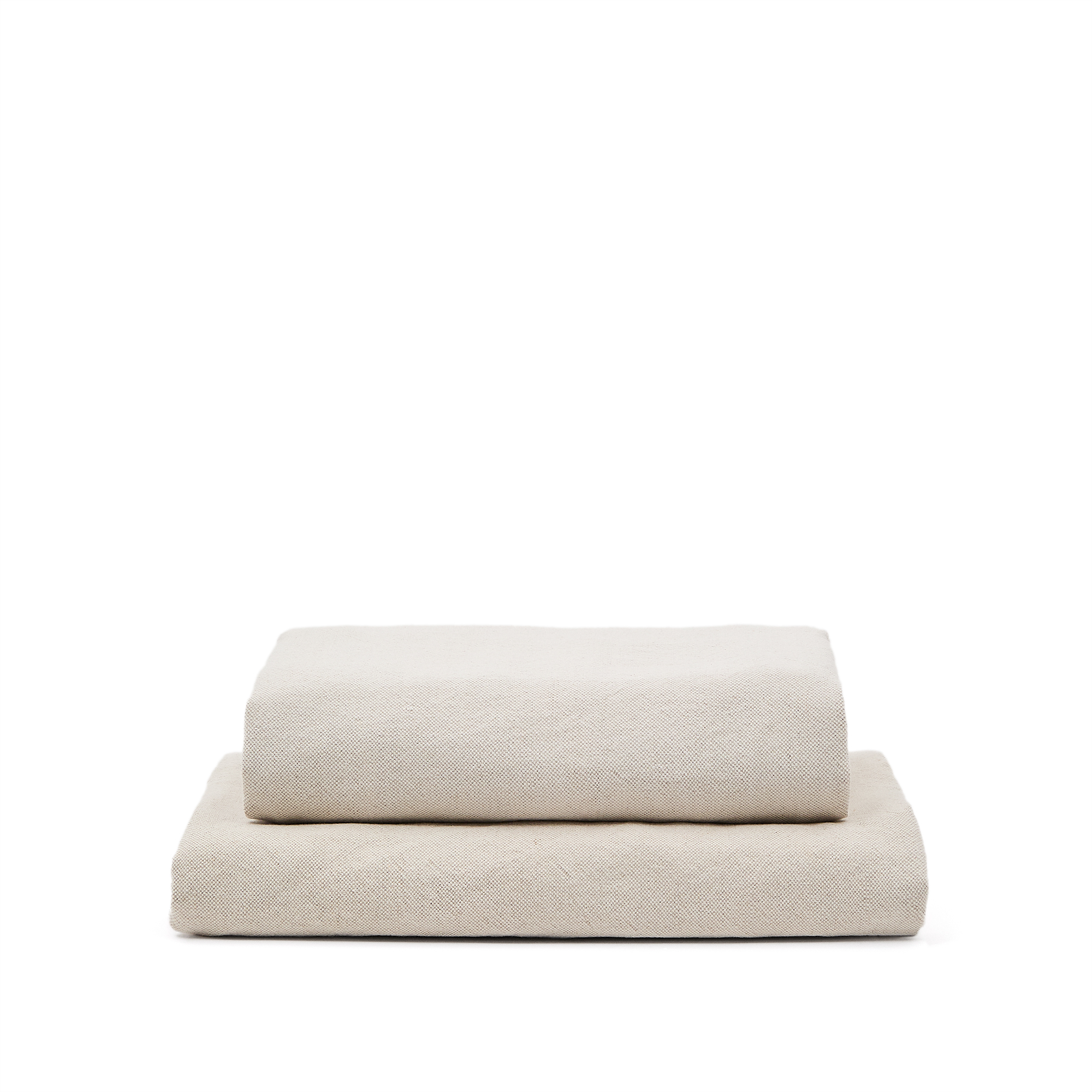 KAVE HOME Zenira fotpallsöverdrag i beige bomull och linne, 90 x 90 cm