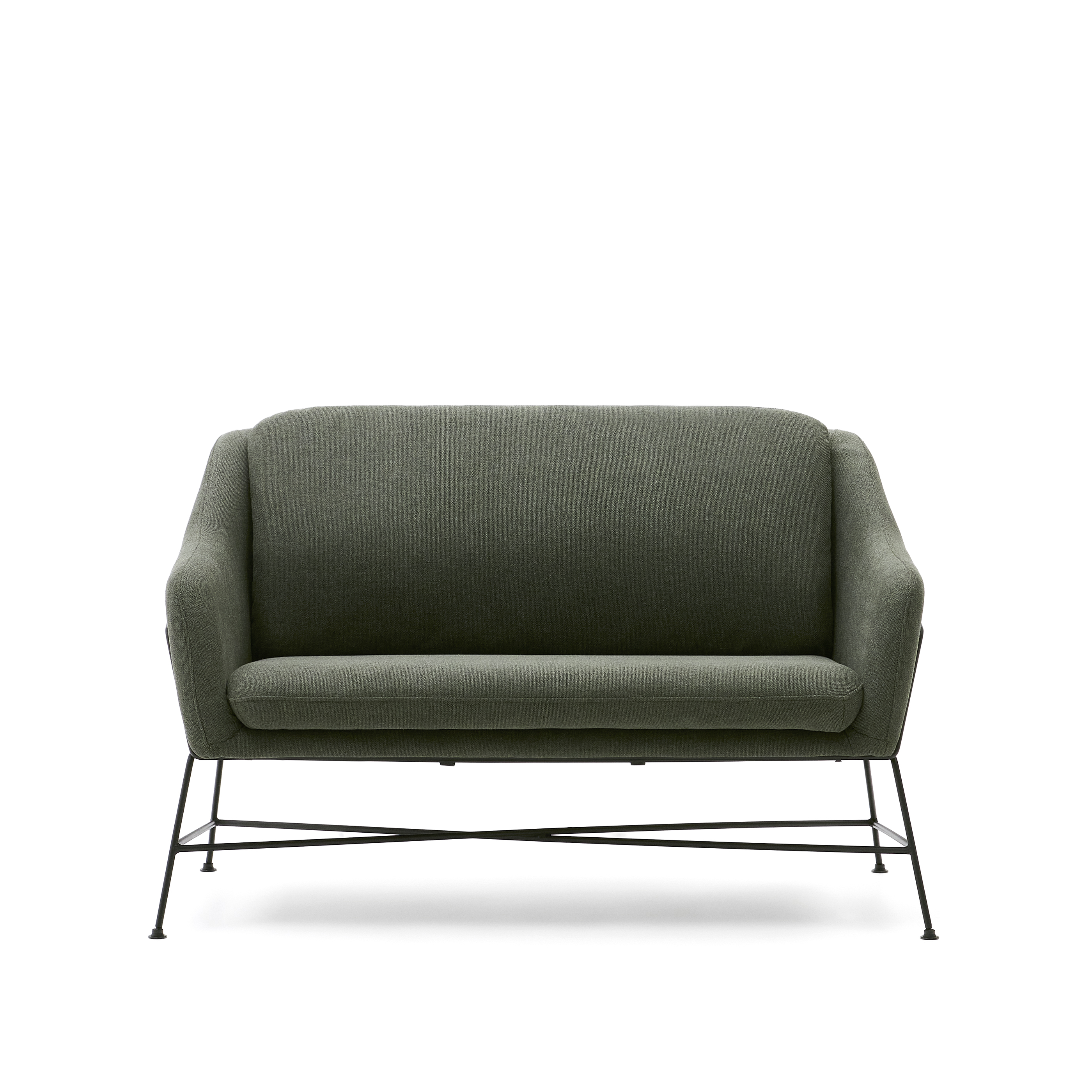 LAFORMA Brida 2-personers sofa i grøn og stålben med sort finish, 128 cm