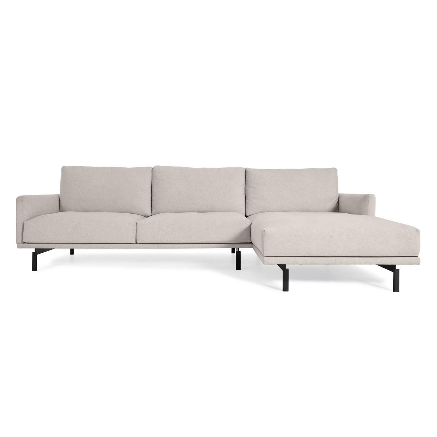 LAFORMA Galene 4 pers. sofa, m. højre chaiselong - beige genbrugsfibre og jern