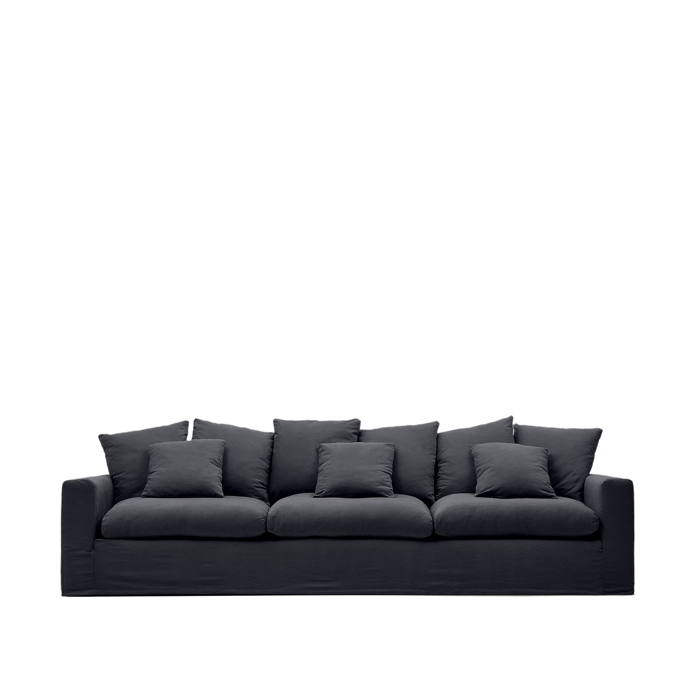 LAFORMA Nora 4 pers. sofa, m. armlæn og aftageligt betræk - antracitgrå hør og bomuld (B:340)