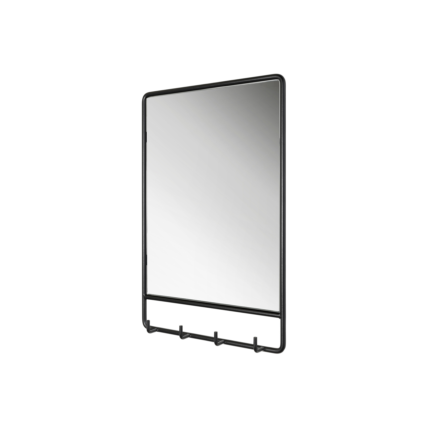 SPINDER DESIGN rektangulær Clint vægspejl, m. knagerække - spejlglas og sort stål